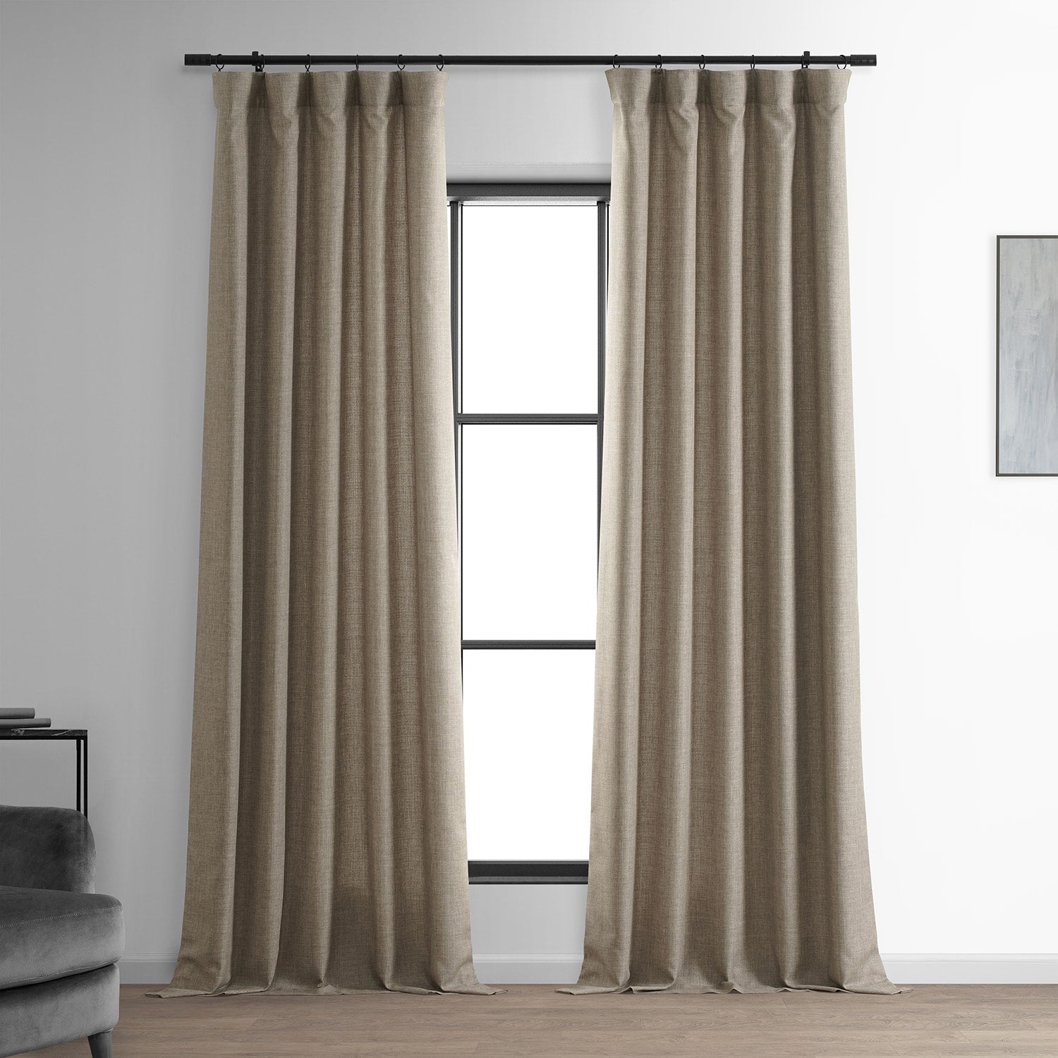 Exclusive Fabrics Italian Faux Linen Room Darkening Curtains for Bedroom & Living Room Curtains - Single Panel Window Curtains