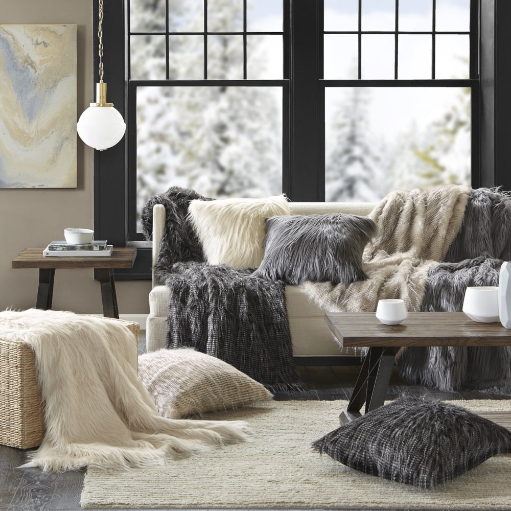 Madison Park Adelaide Luxury Faux Fur Year Round Premium Throw