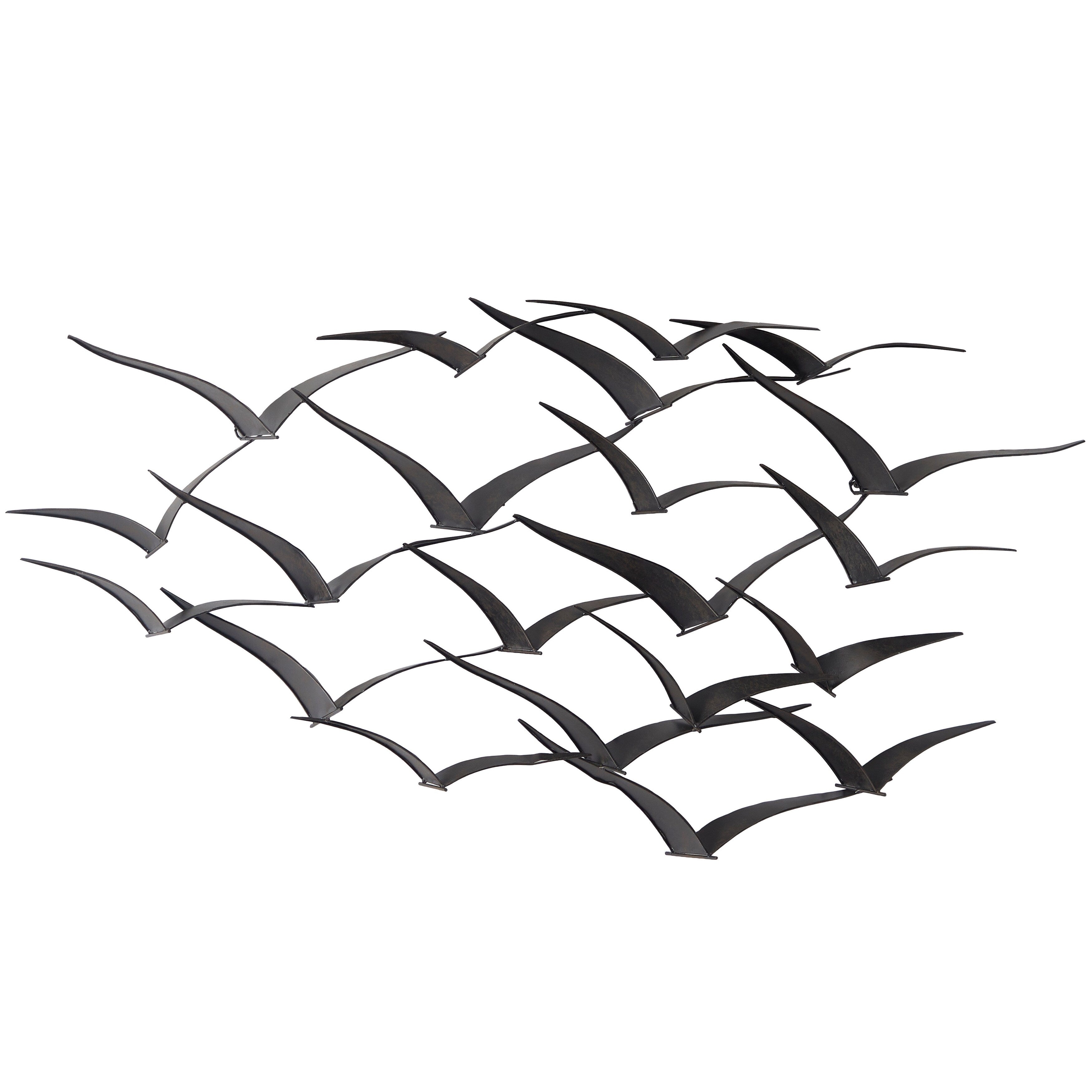 Benzara Metal Flock of Flying Birds Wall Decor, Black