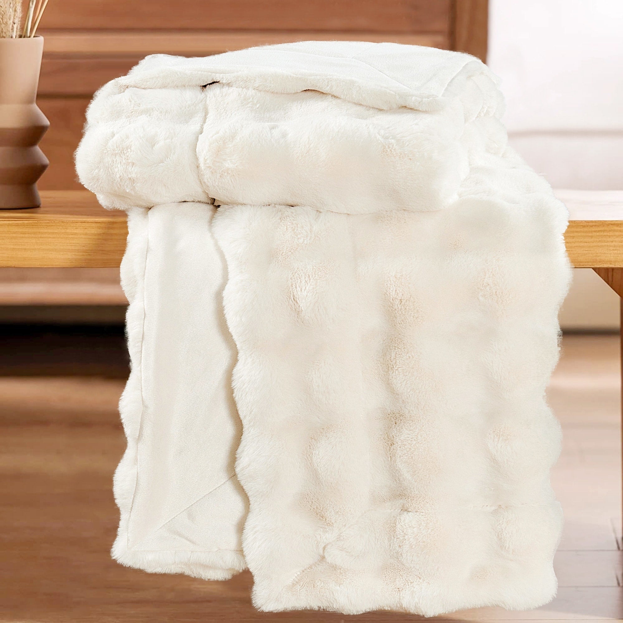 Home Soft Things Bubble Textured FauxFur Throw Cozy Soft Blankets