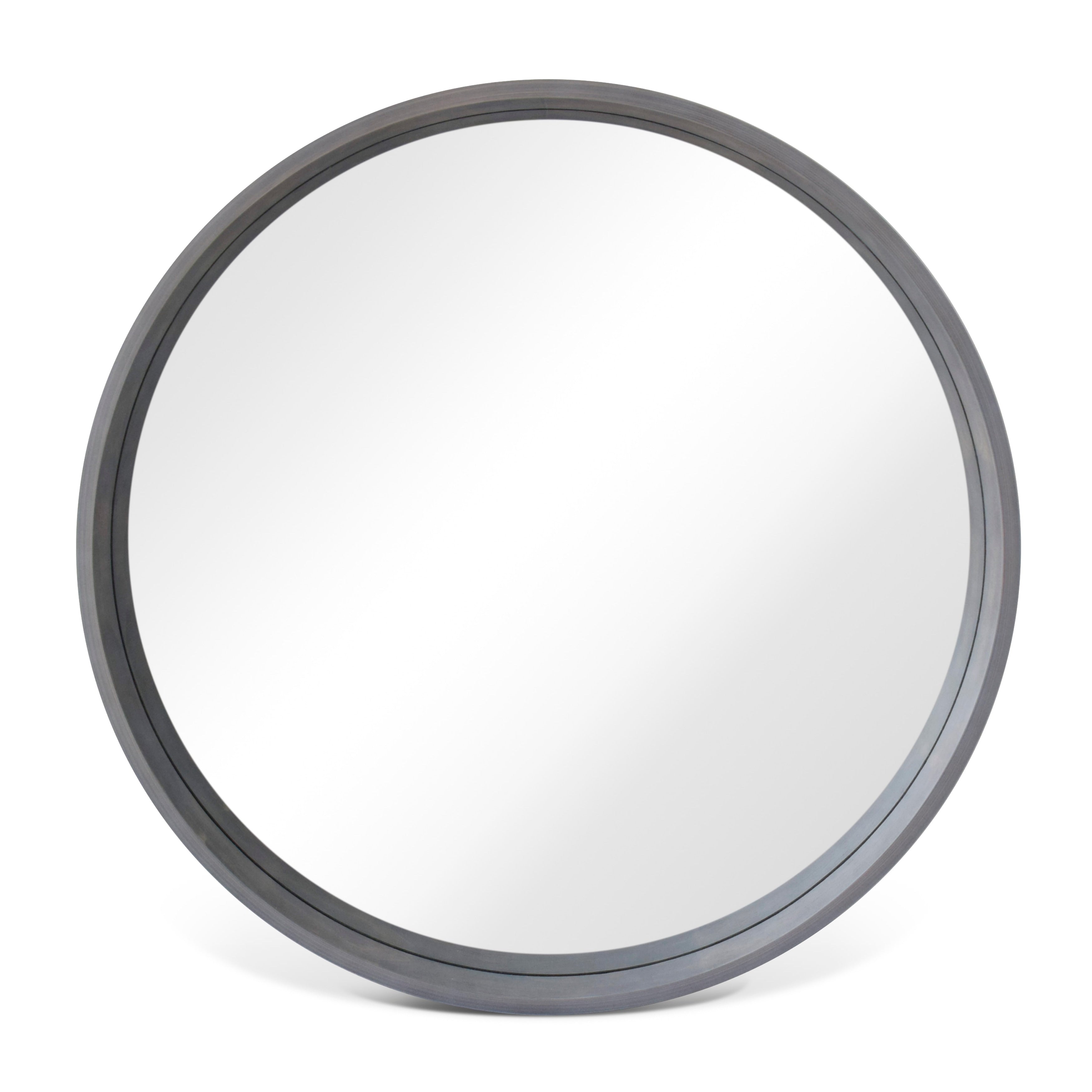 WallBeyond 28 Round Circle Wall Mirror (Grey, Wood or Walnut Colors) - 28 inches