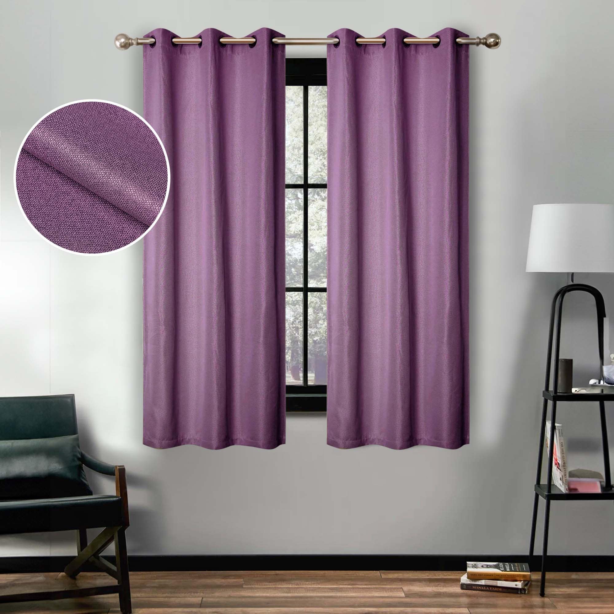 Superior Classic Linen Pattern Room Darkening Blackout Curtains, Rod Pocket or Grommets, Set of 2