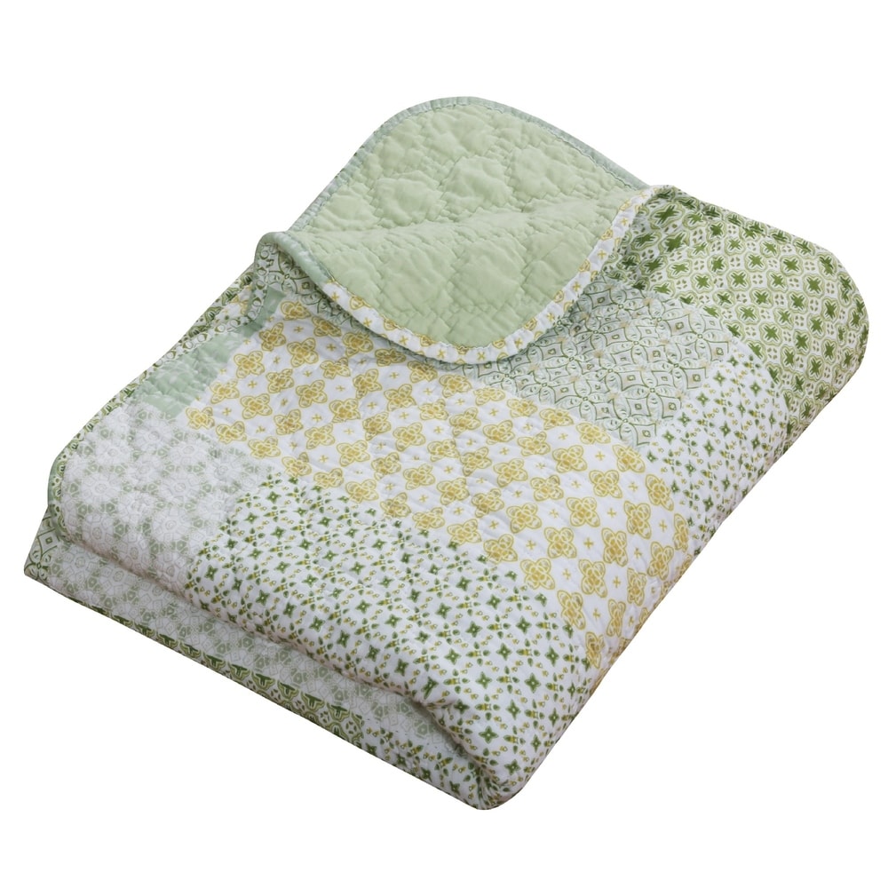 Porch & Den Lebanon Sage Reversible Quilted Throw Blanket