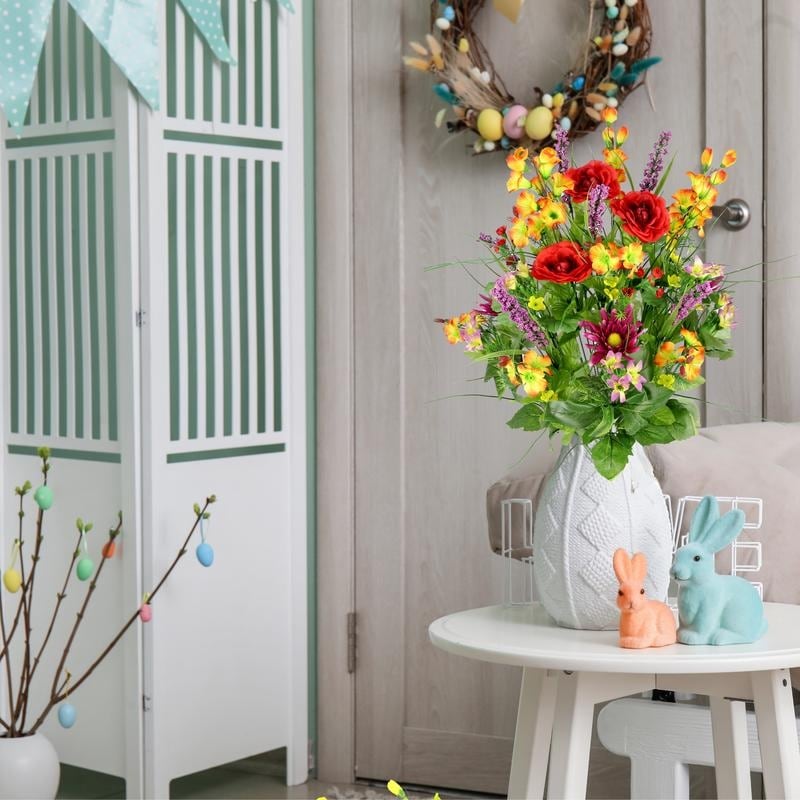 Artificial Silk Dahlia, Morning Glory, and Ranunculus 30-stem Bush