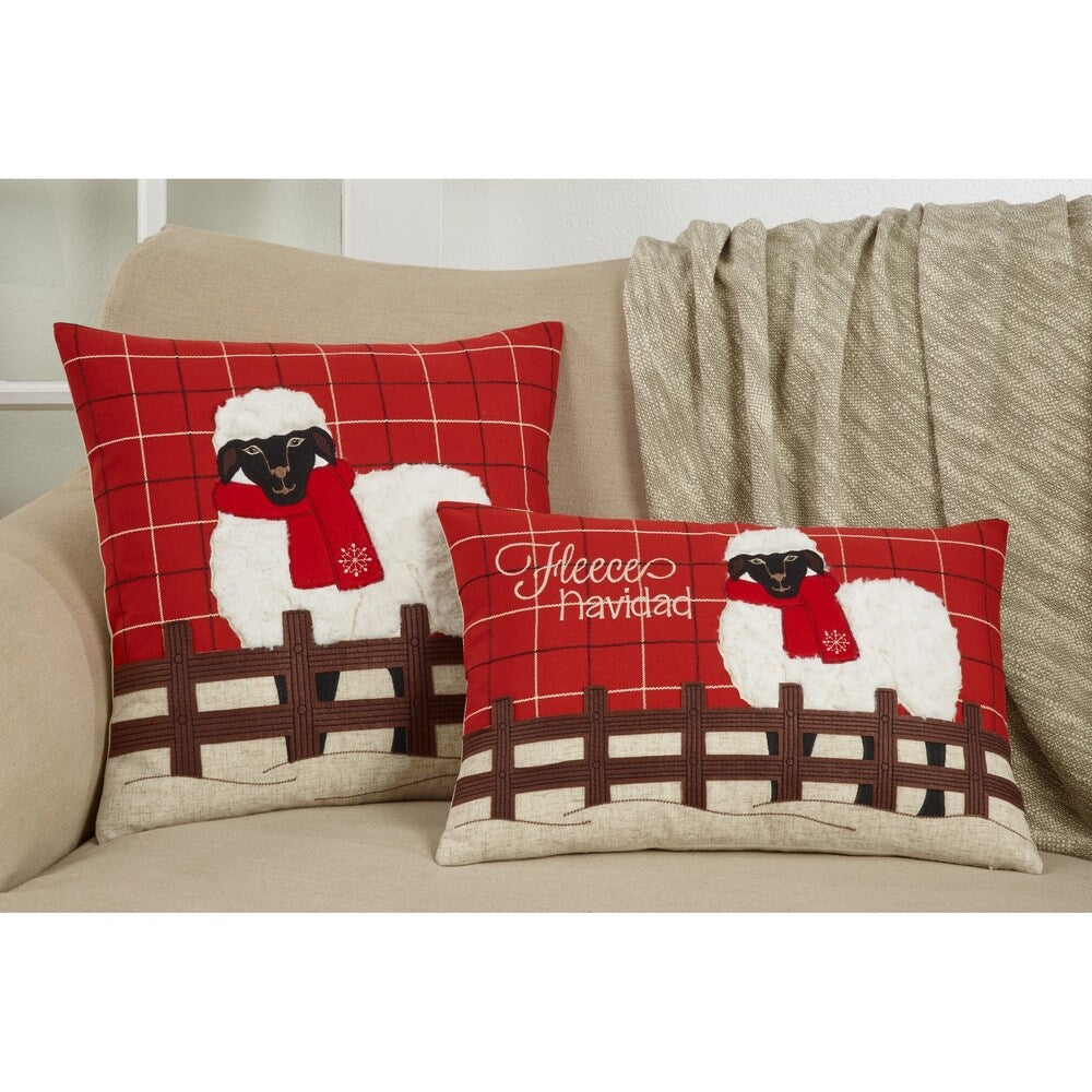 Plaid Christmas Pillow With Sheep Design