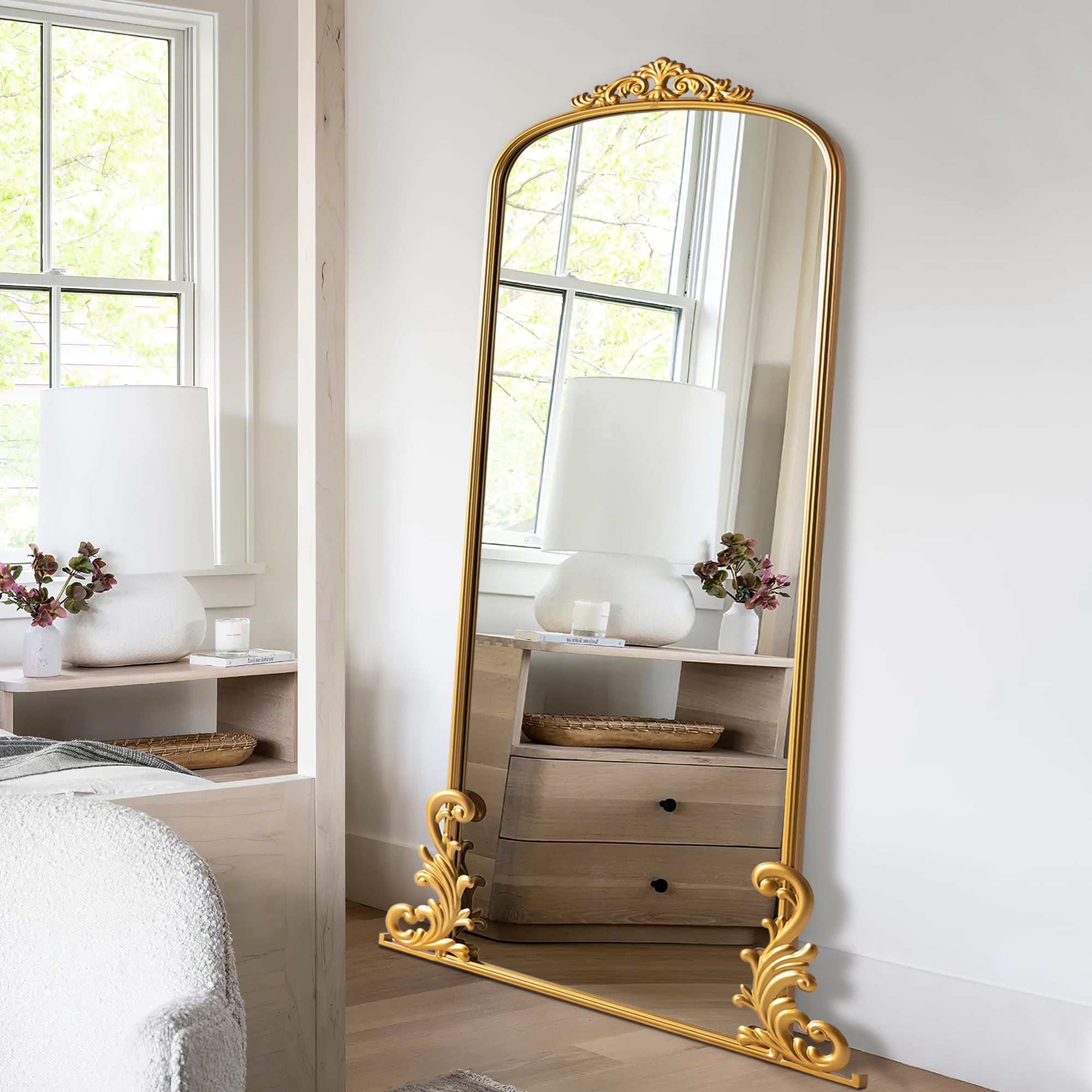 Vintage Arched Floor Mirror - Full Length Vanity Mirror