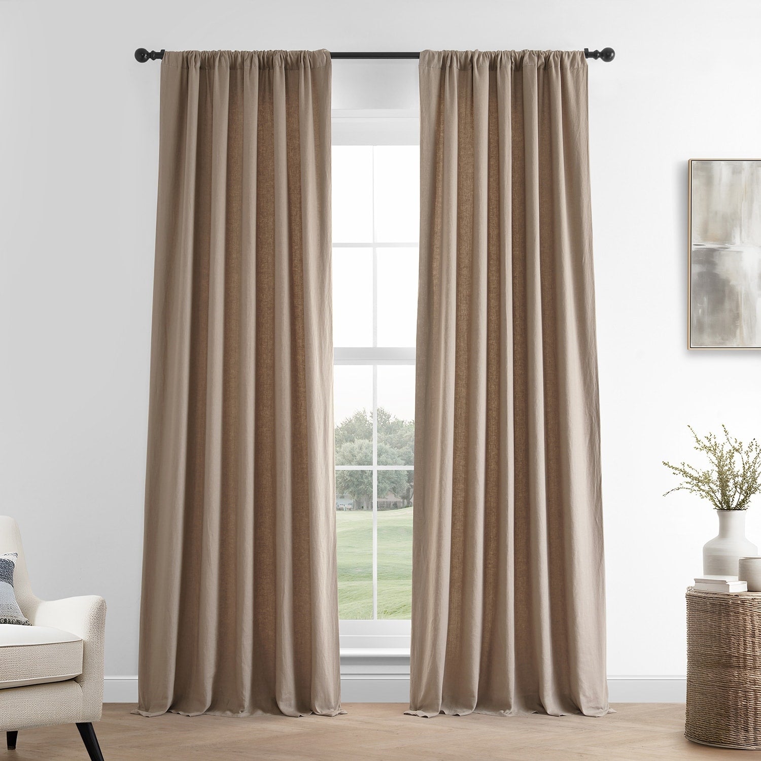 Exclusive Fabrics French Linen Room Darkening Curtains Panel - Elegant luxurious Drapes (1 Panel)