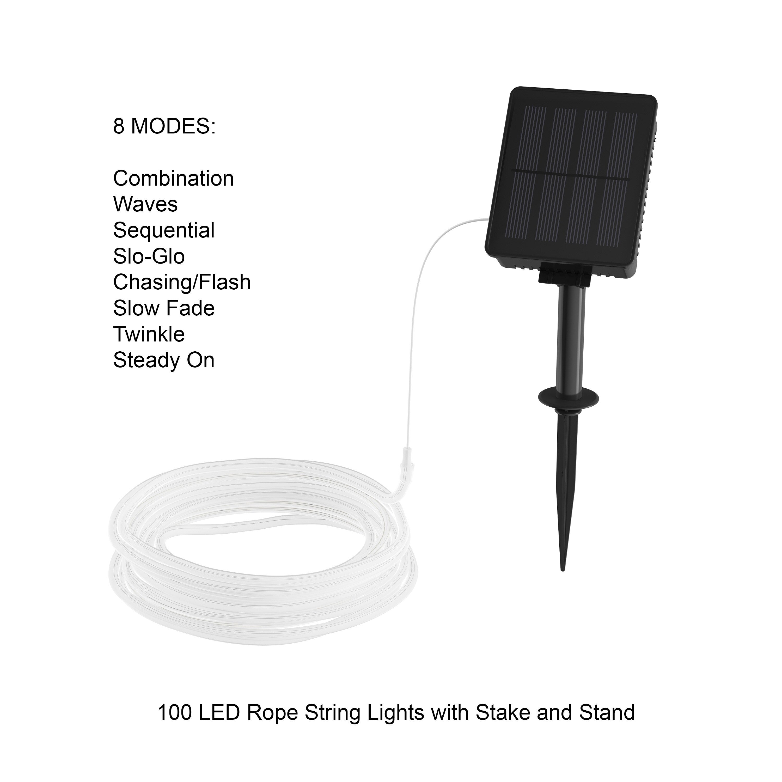 Outdoor Solar Rope Light-100 LED Lights with 8 Modes by Pure Garden - 38.65 ft