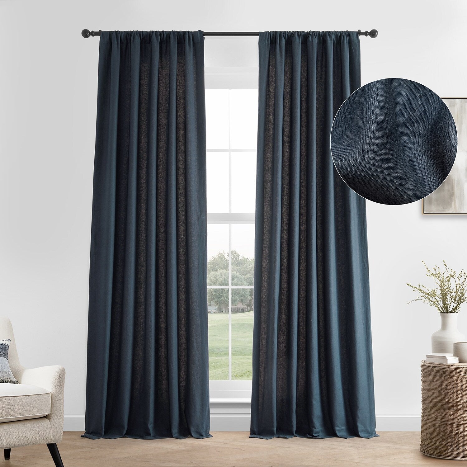 Exclusive Fabrics French Linen Room Darkening Curtains Panel - Elegant luxurious Drapes (1 Panel)