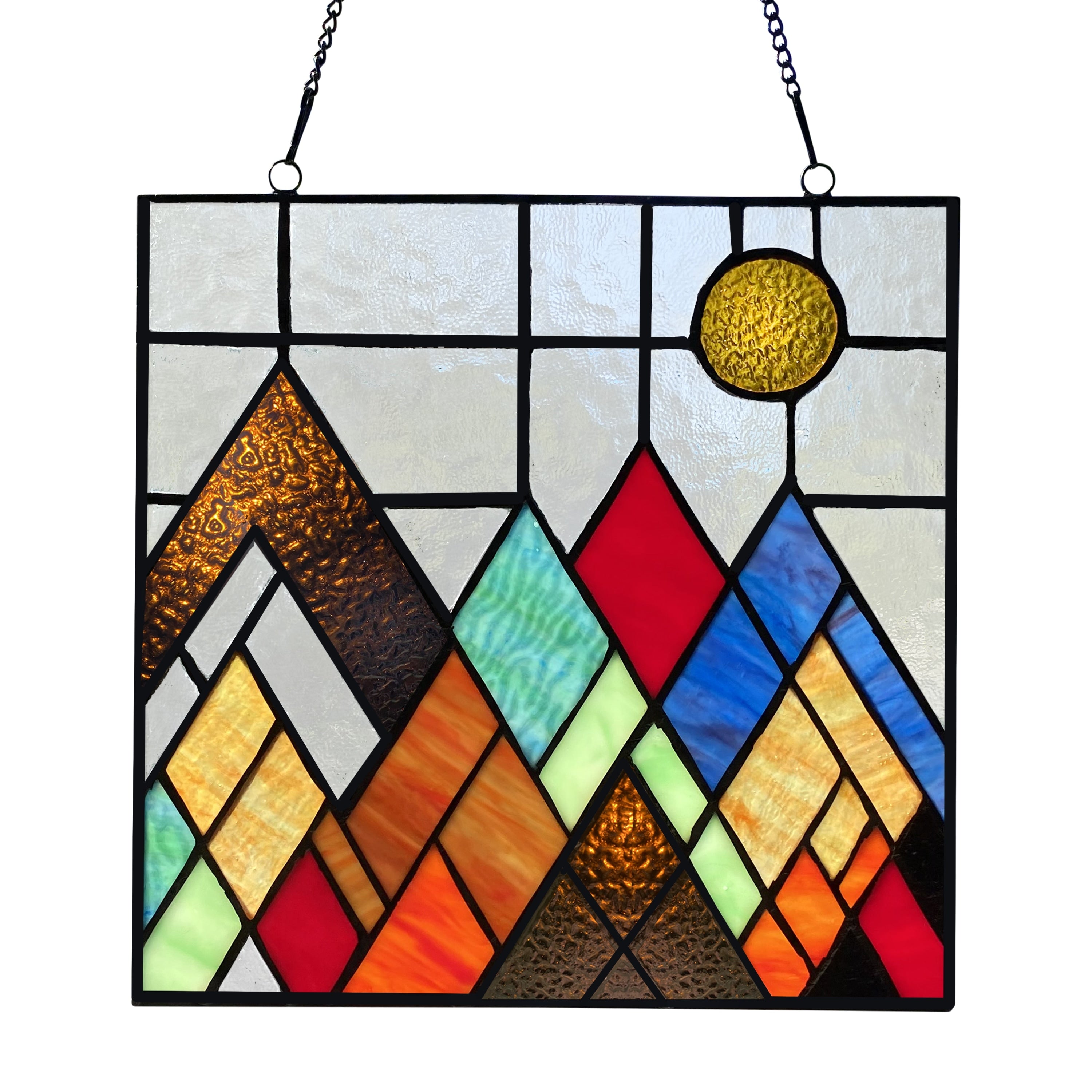 River of Goods River of Goods Beyond the Mountain Tops Stained Glass Window Panel - 10 x 0.25 x 10