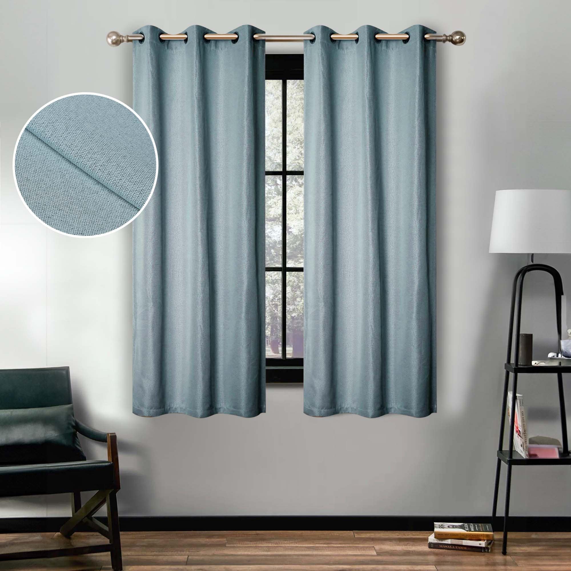 Superior Classic Linen Pattern Room Darkening Blackout Curtains, Rod Pocket or Grommets, Set of 2