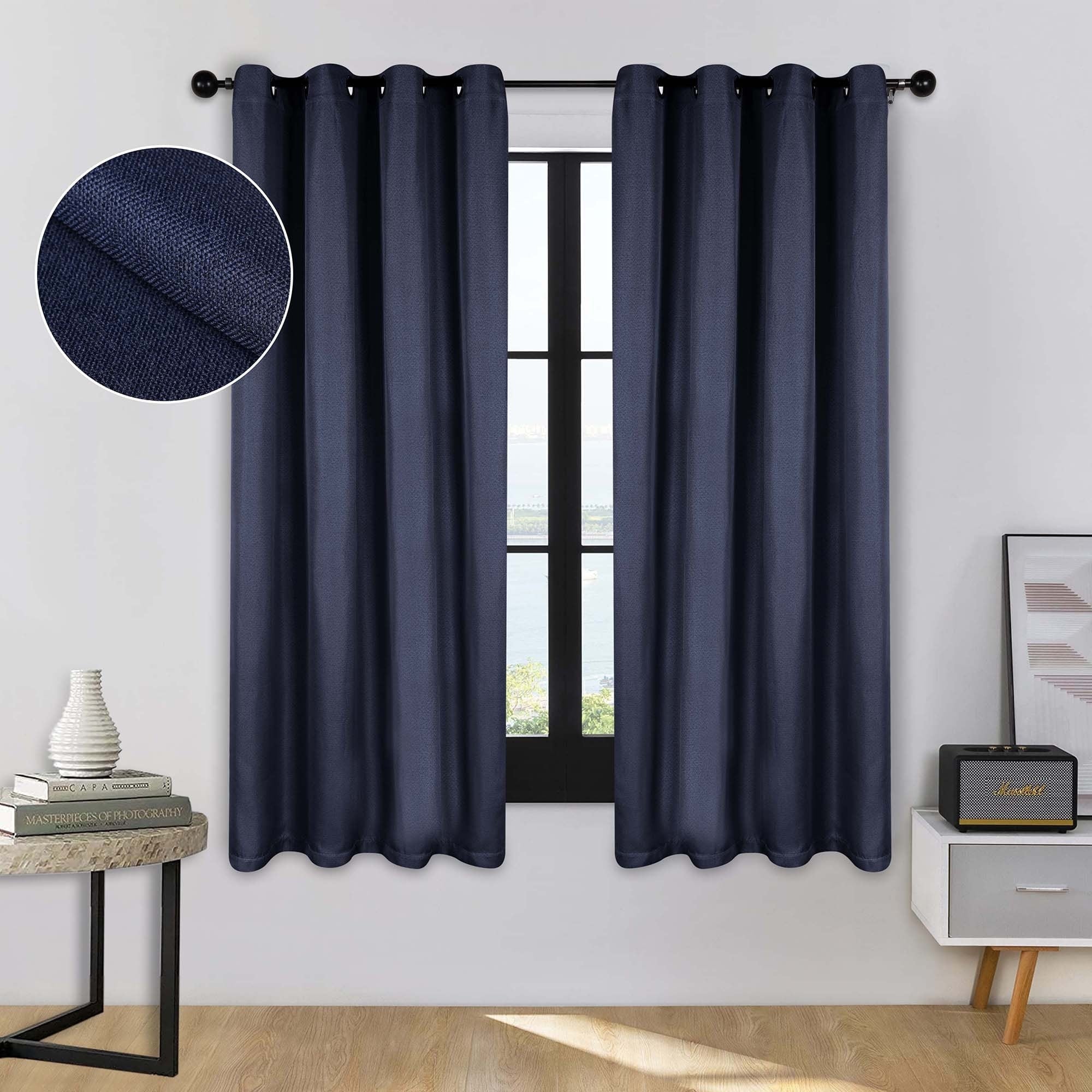 Superior Classic Linen Pattern Room Darkening Blackout Curtains, Rod Pocket or Grommets, Set of 2