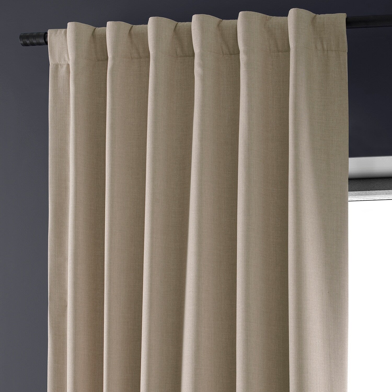 Exclusive Fabrics Faux Linen 100% Blackout Curtains Heat and Light Blocking - (1 Panel)