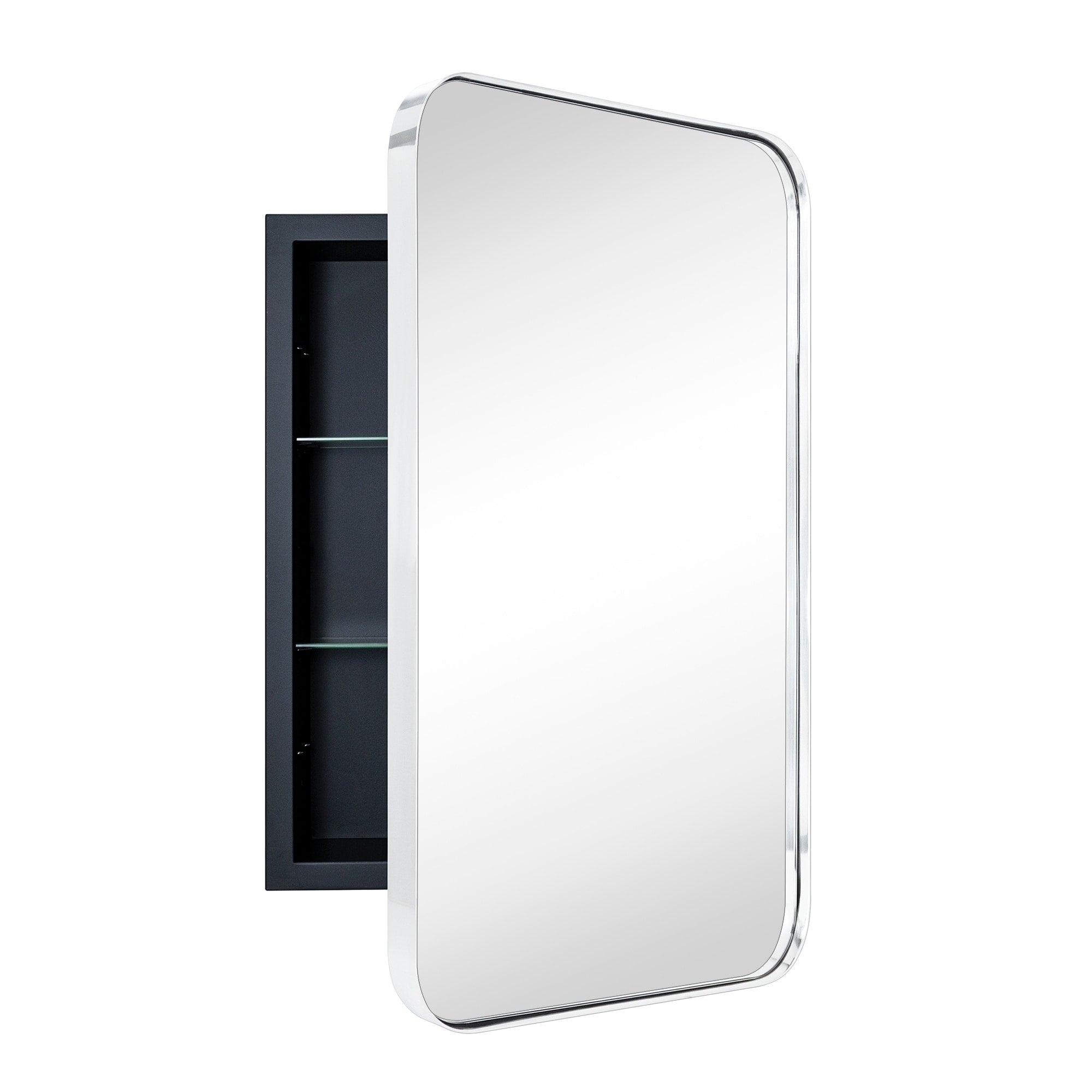 TEHOME WH Recessed Framed Medicine Cabinet with Mirror and Adjustable Shelves