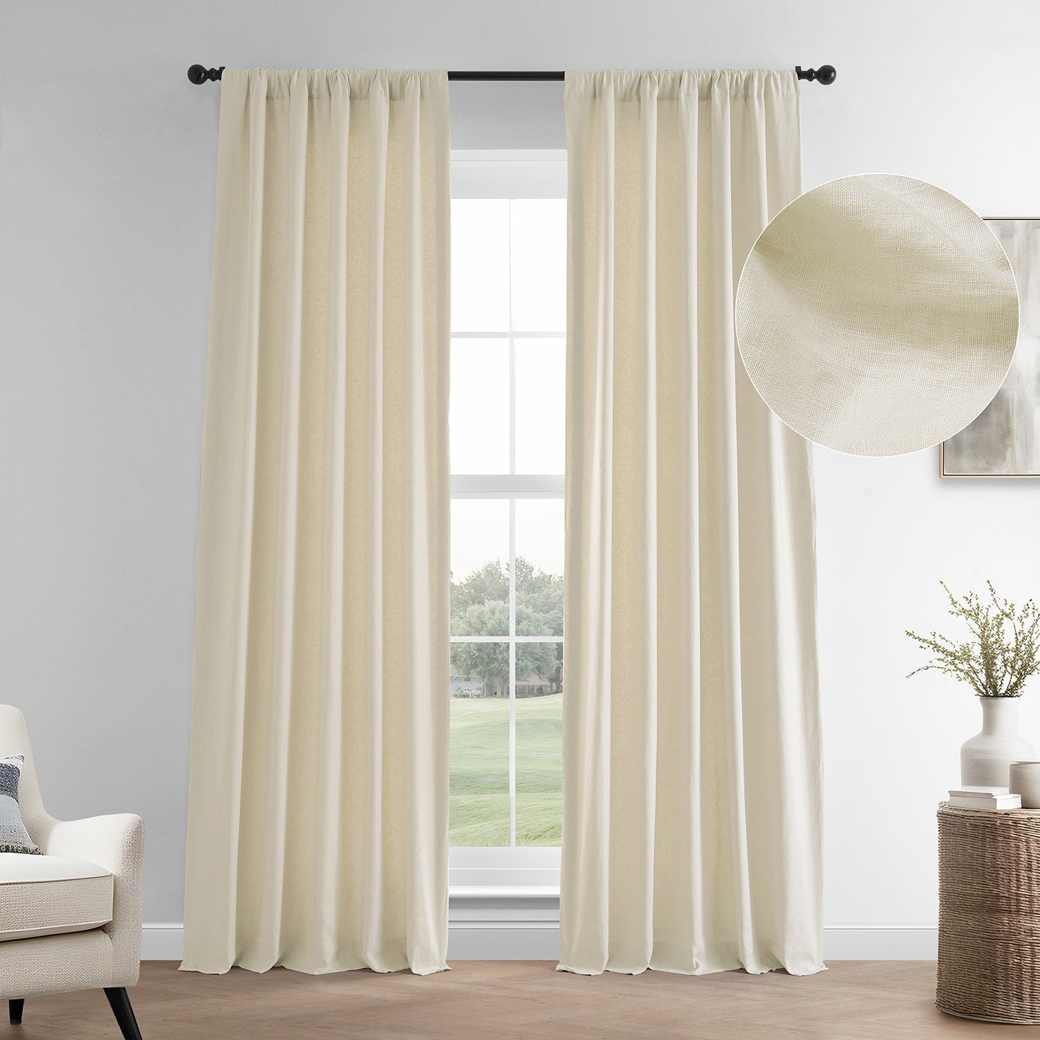 Exclusive Fabrics French Linen Room Darkening Curtains Panel - Elegant luxurious Drapes (1 Panel)