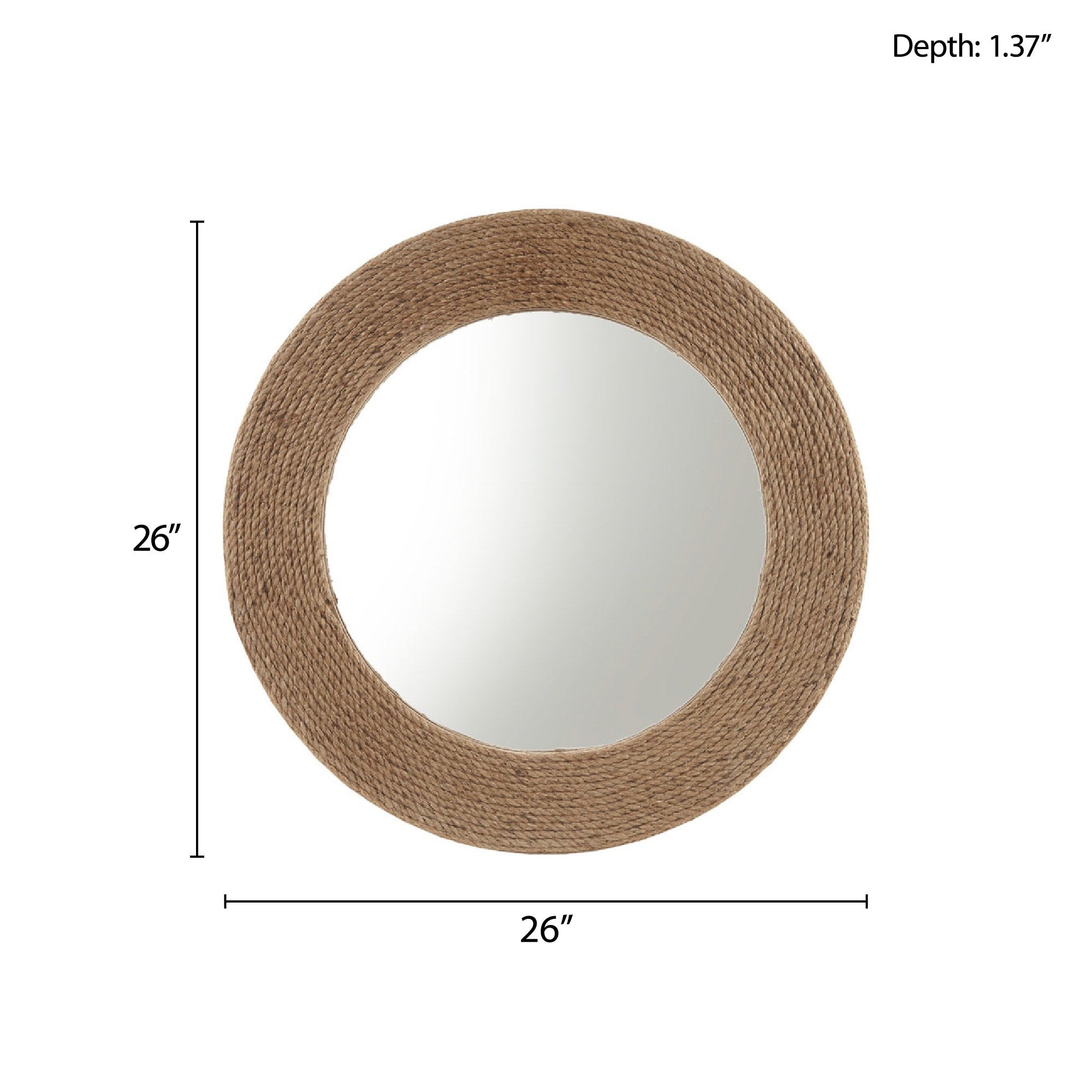 Madison Park Cove Natural Jute Rope Round Wall Mirror 26