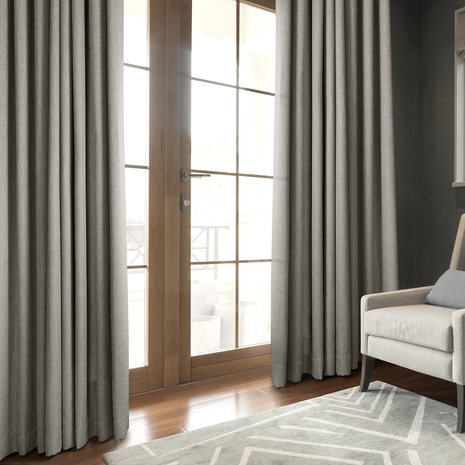 Exclusive Fabrics Italian Faux Linen Room Darkening Curtains for Bedroom & Living Room Curtains - Single Panel Window Curtains