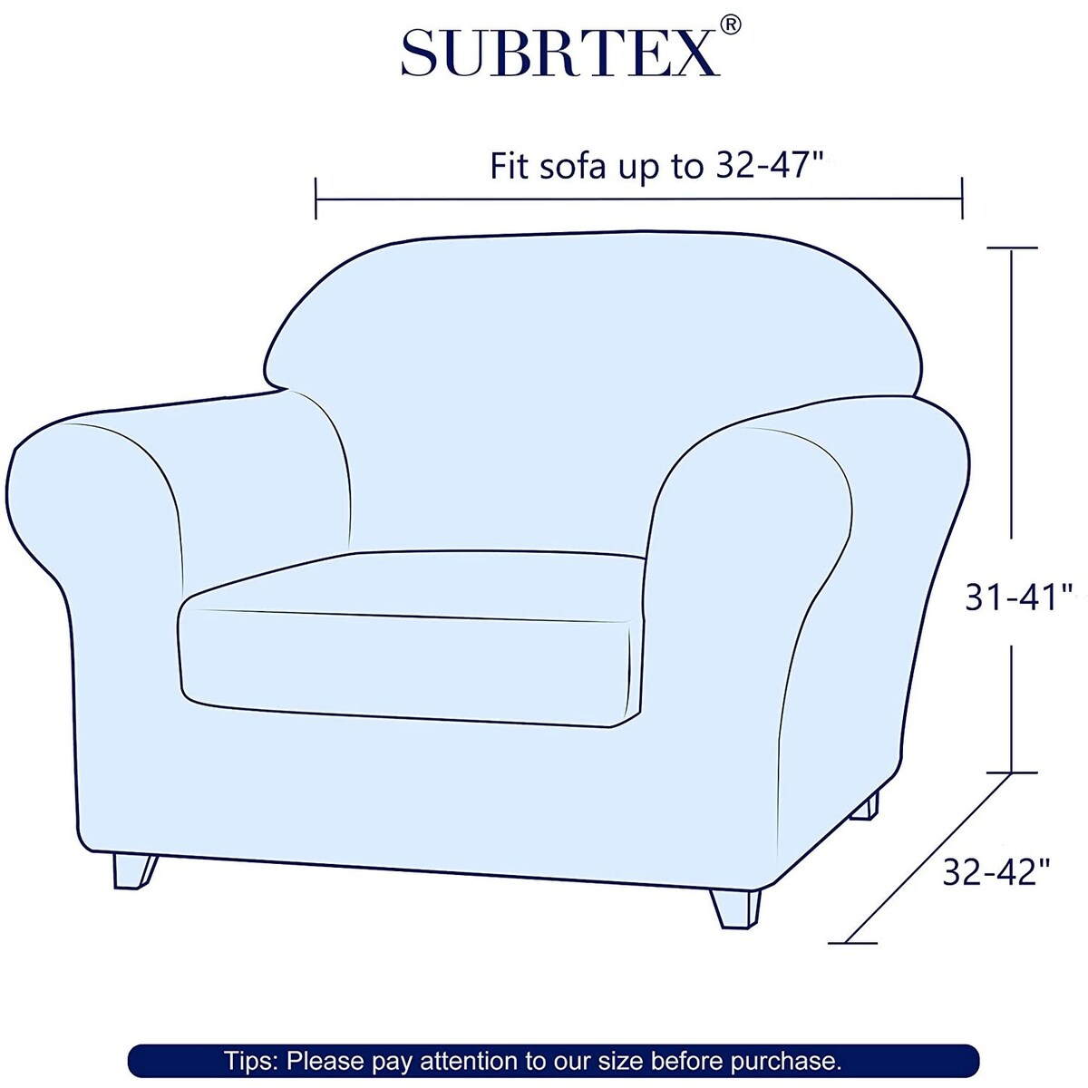 Subrtex 2 Piece Armchair Slipcover Stretch Spandex Furniture Protector