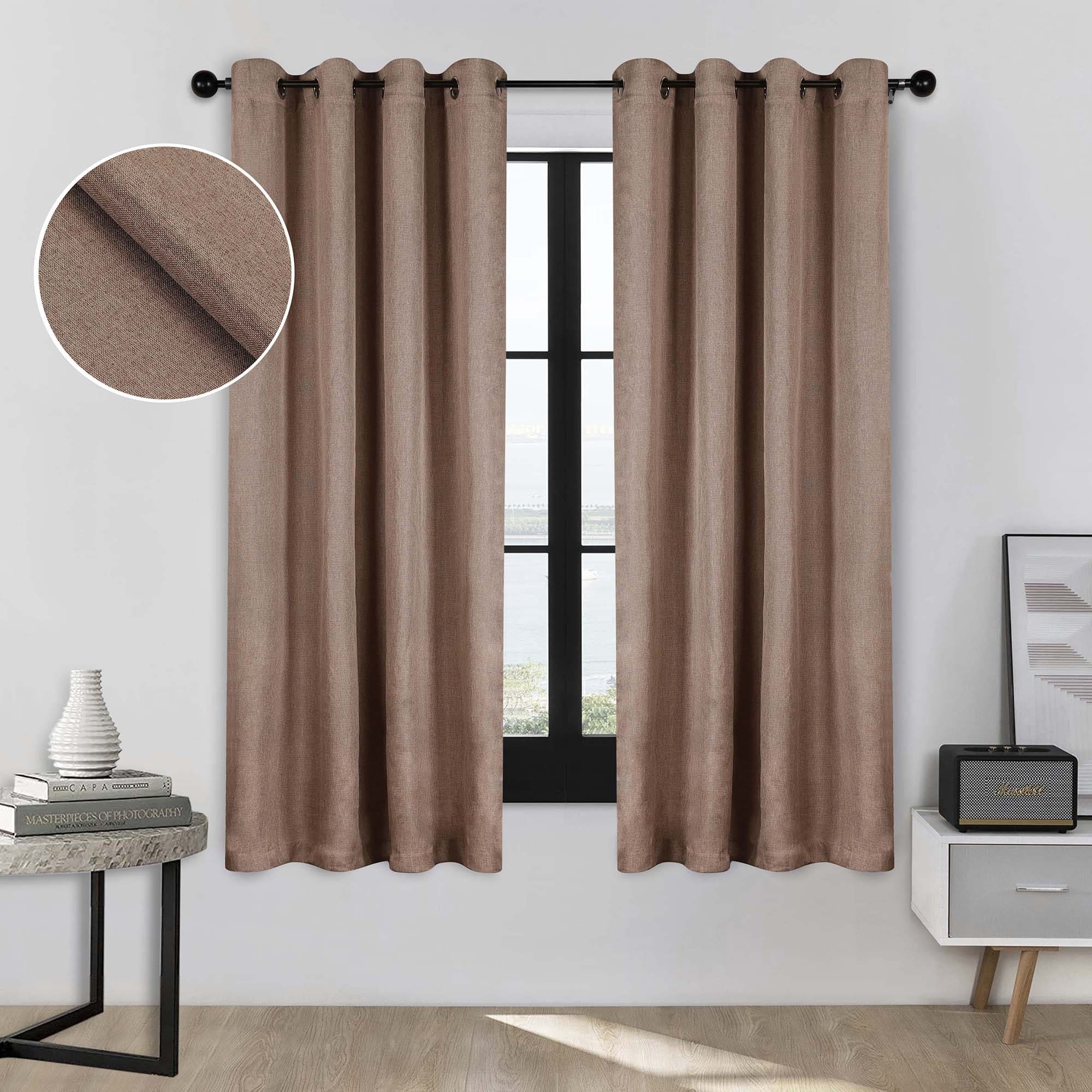 Superior Classic Linen Pattern Room Darkening Blackout Curtains, Rod Pocket or Grommets, Set of 2