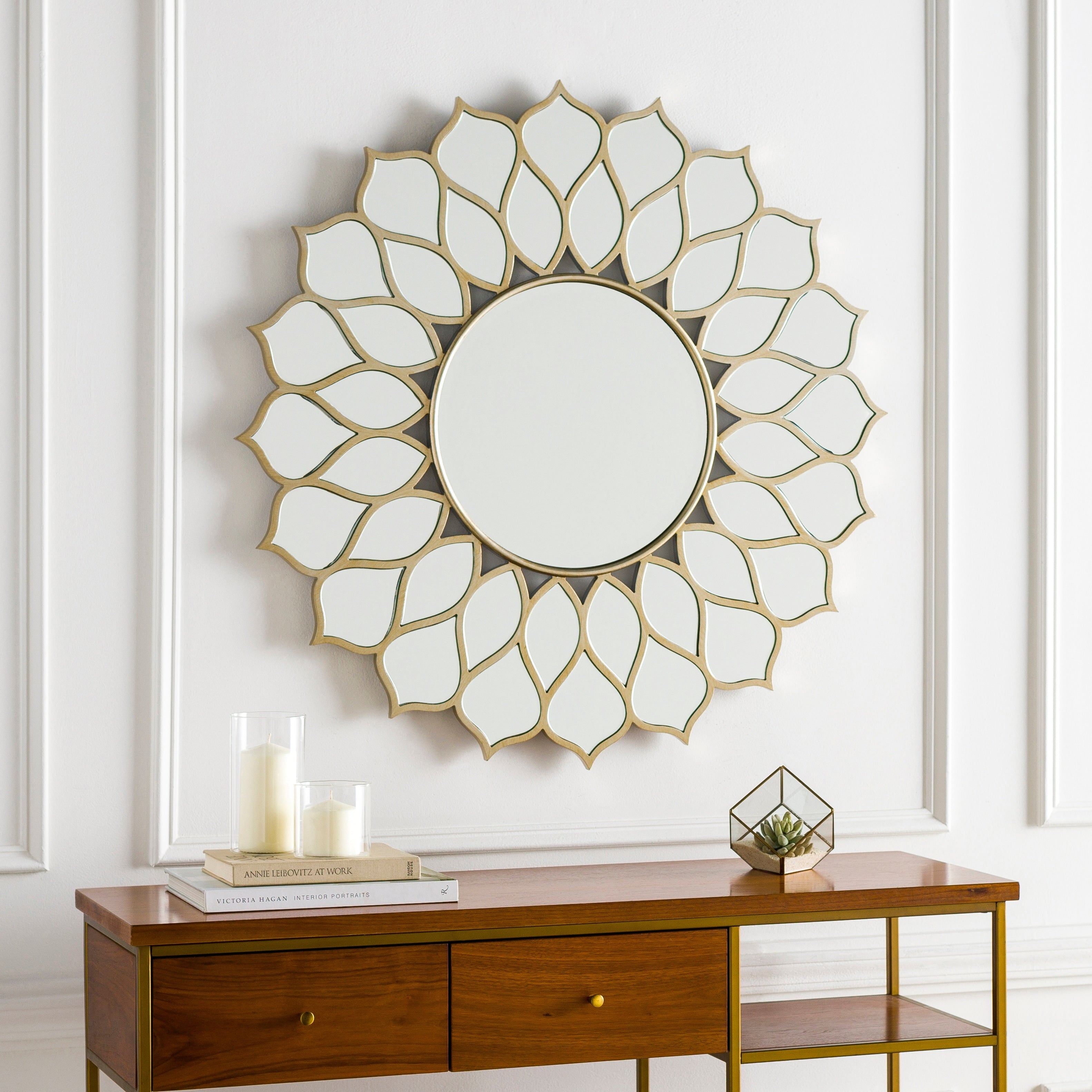 Zebulon Floral Champagne Gold Mirror