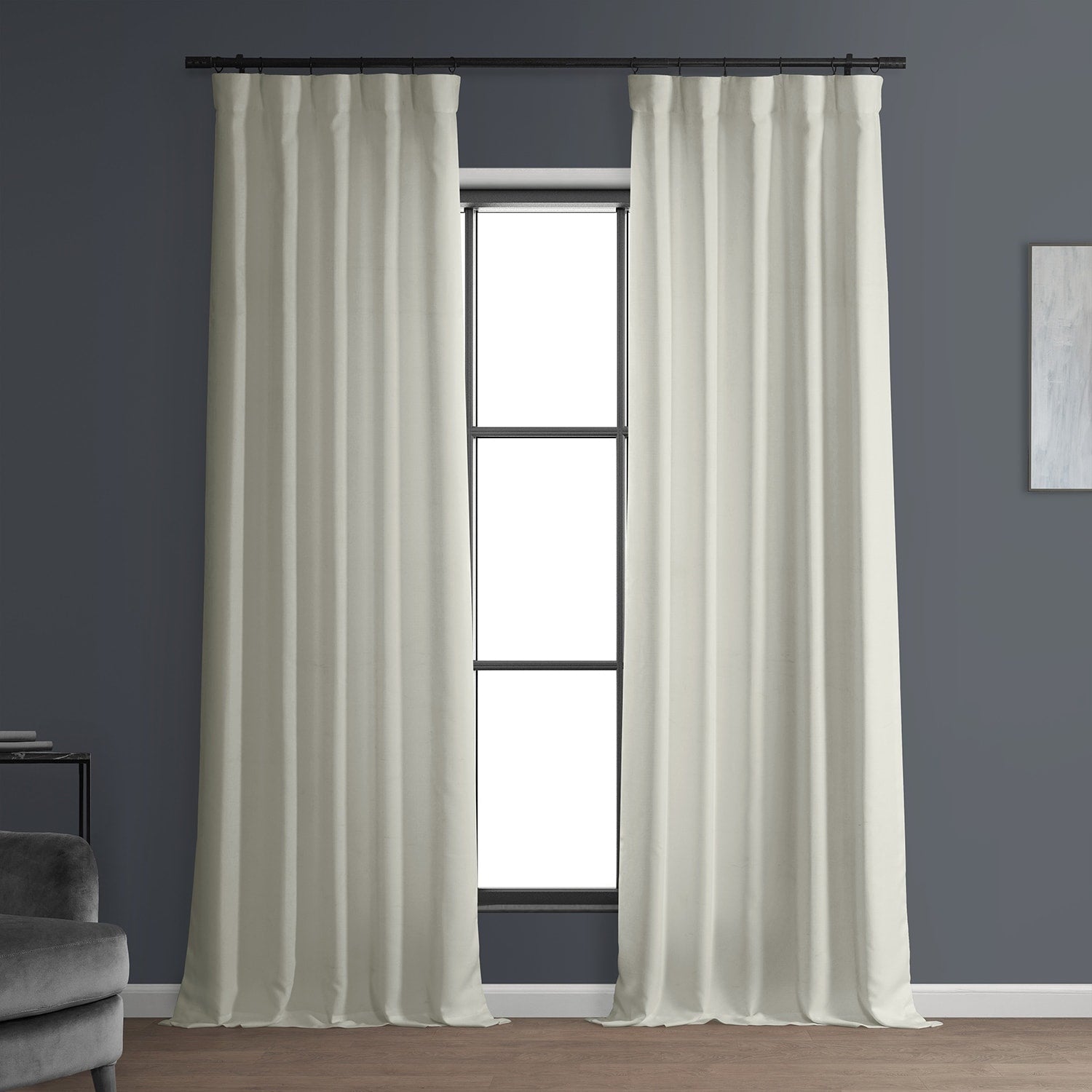 Exclusive Fabrics Italian Faux Linen Room Darkening Curtains for Bedroom & Living Room Curtains - Single Panel Window Curtains