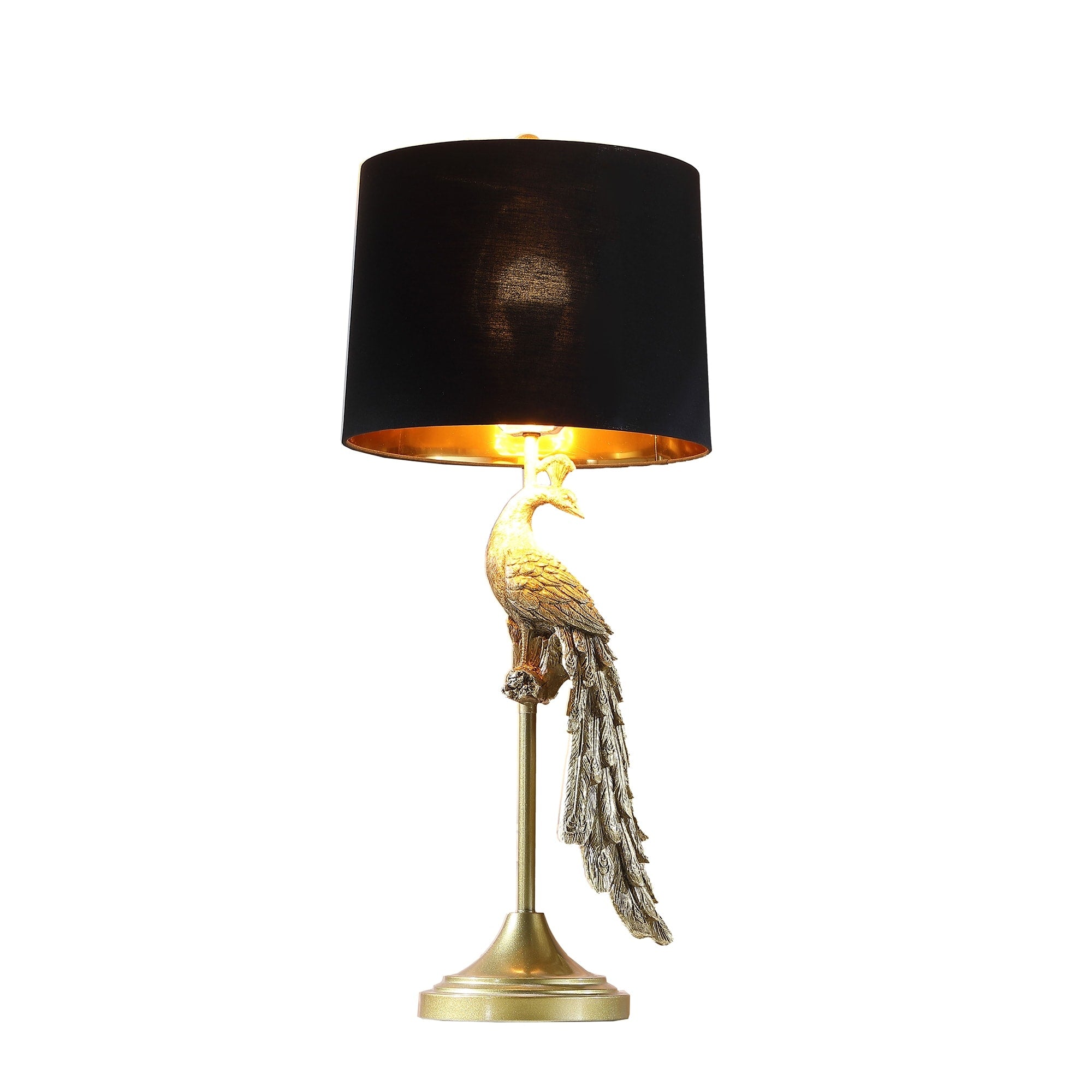 Modern Golden Peacock Polyresin Table Lamp