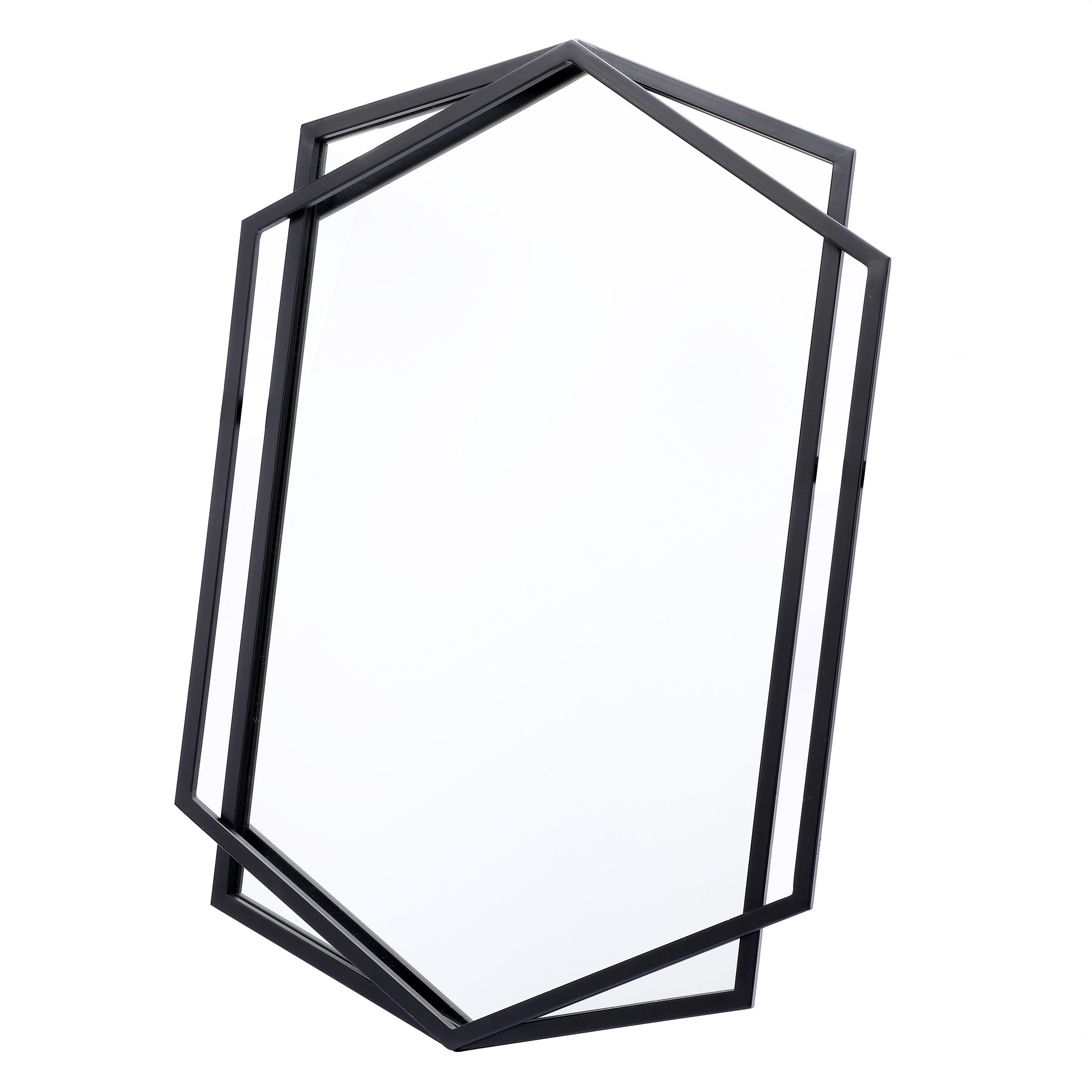 Black Metal Hexagon Frame Wall Accent Mirror, Bathroom Wall Mirror - 31.75 H x 22 W x 1.25 D