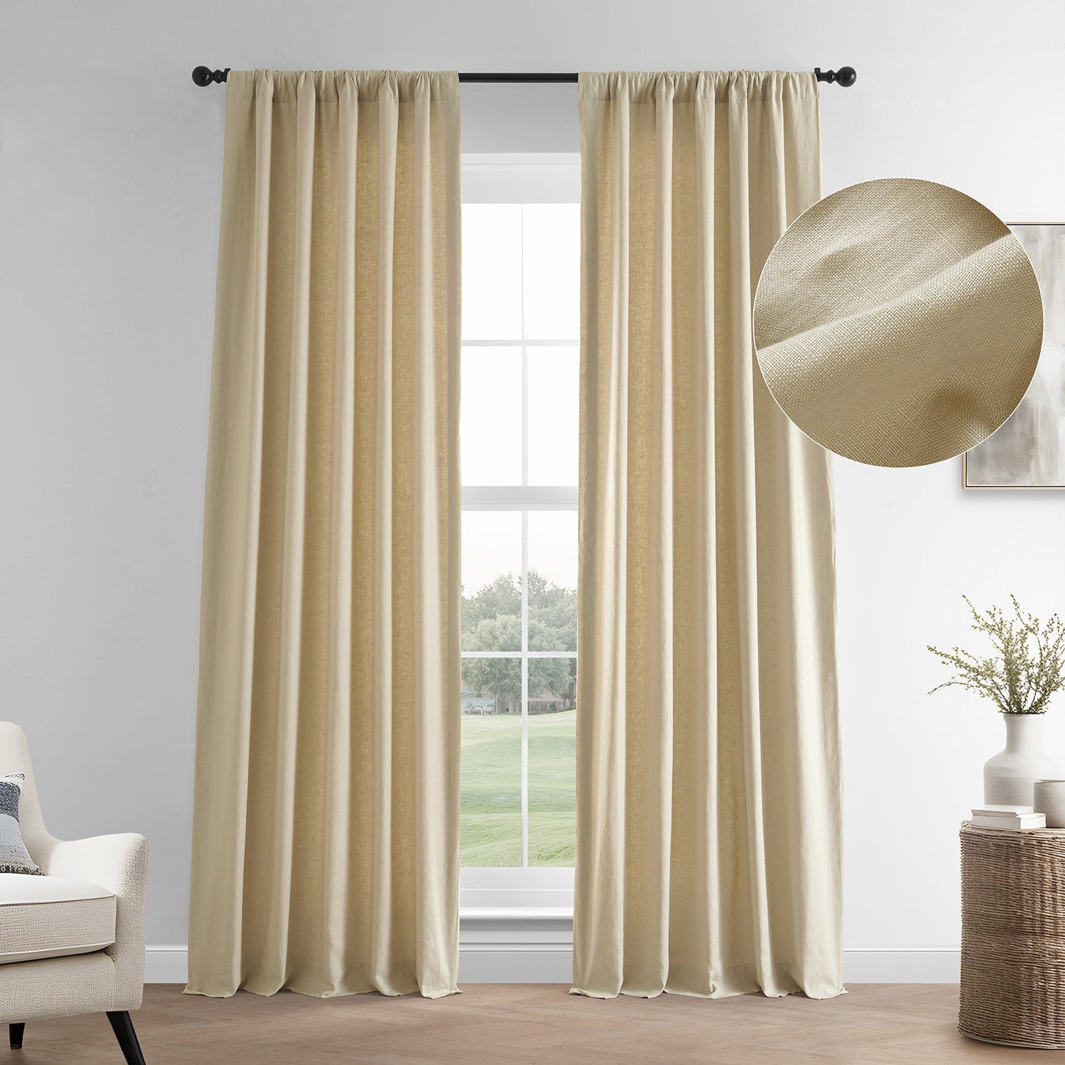 Exclusive Fabrics French Linen Room Darkening Curtains Panel - Elegant luxurious Drapes (1 Panel)