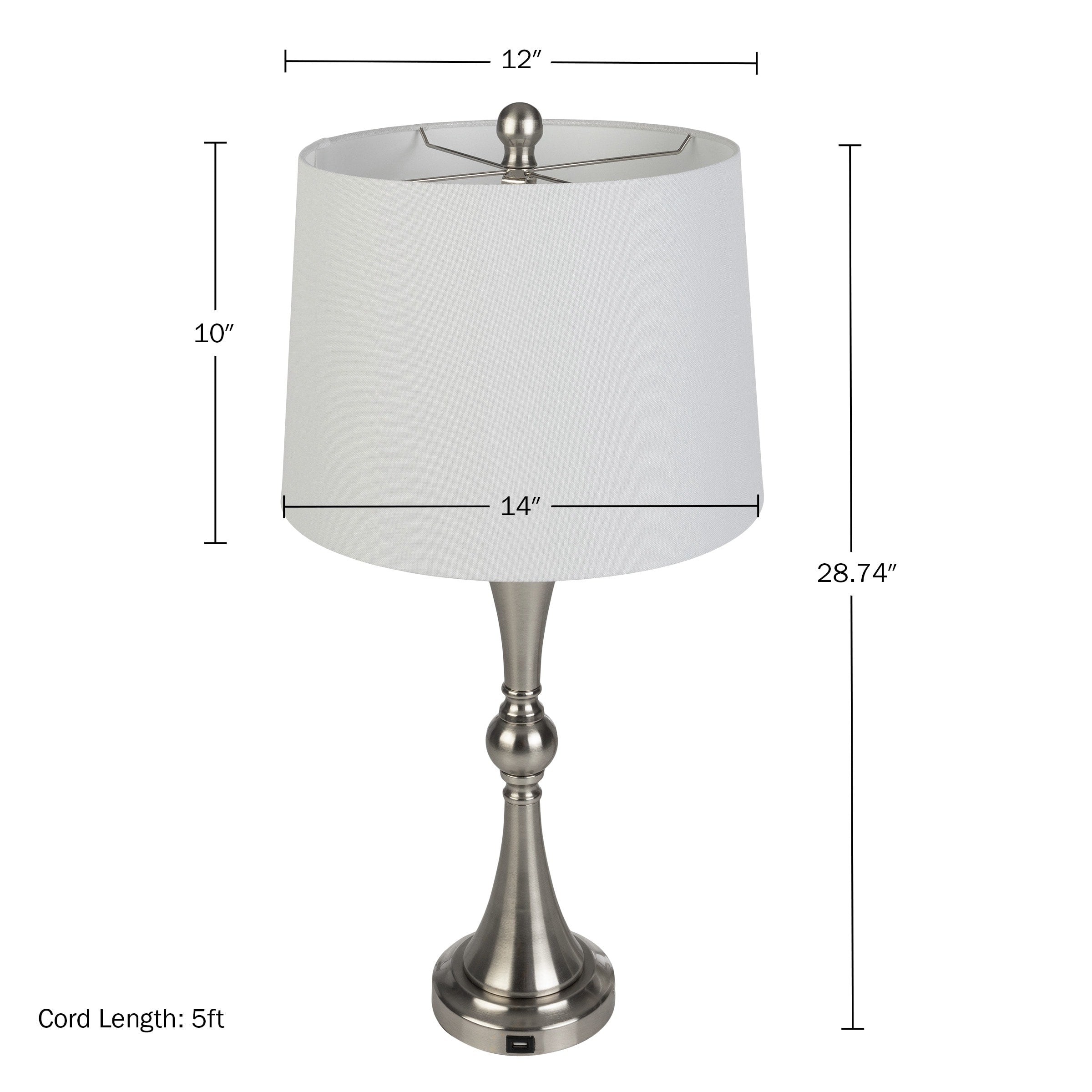 Lavish Home Table Lamps Set with USB Ports