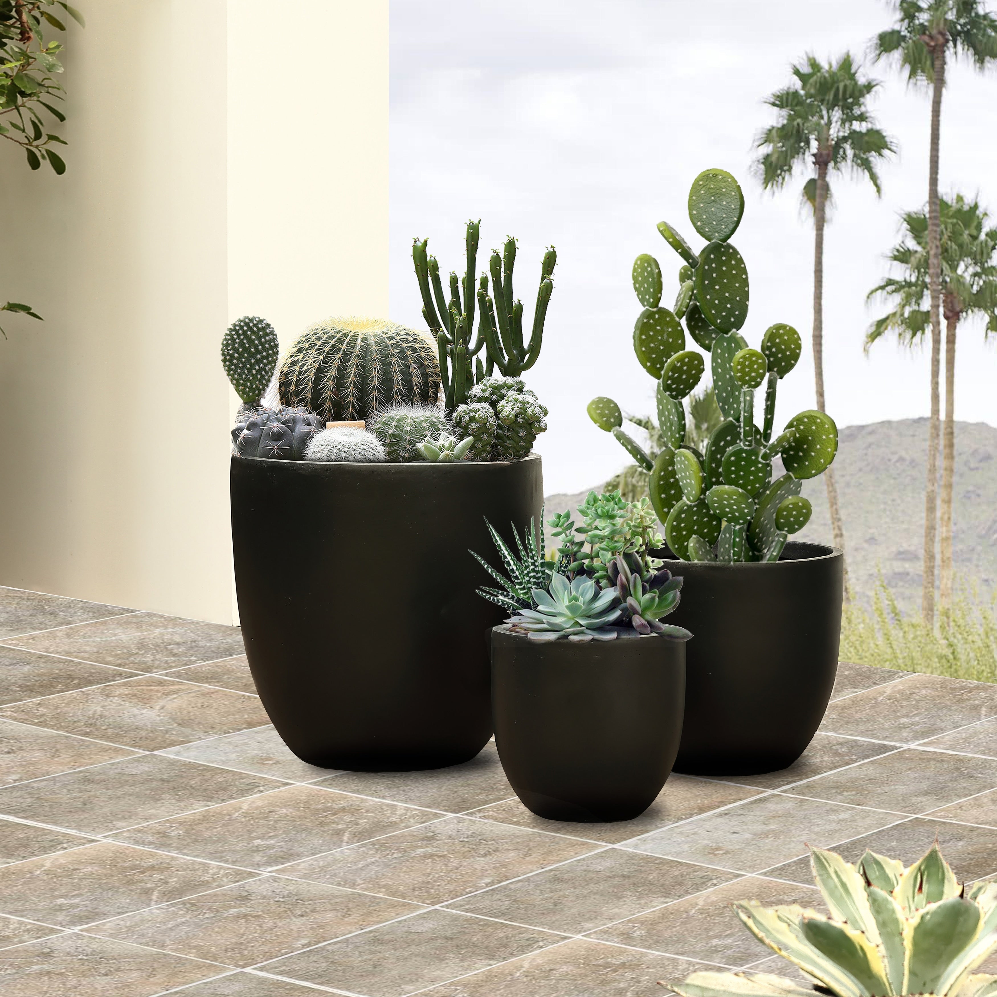 Tapered Round MgO Planter, Indoor and Outdoor