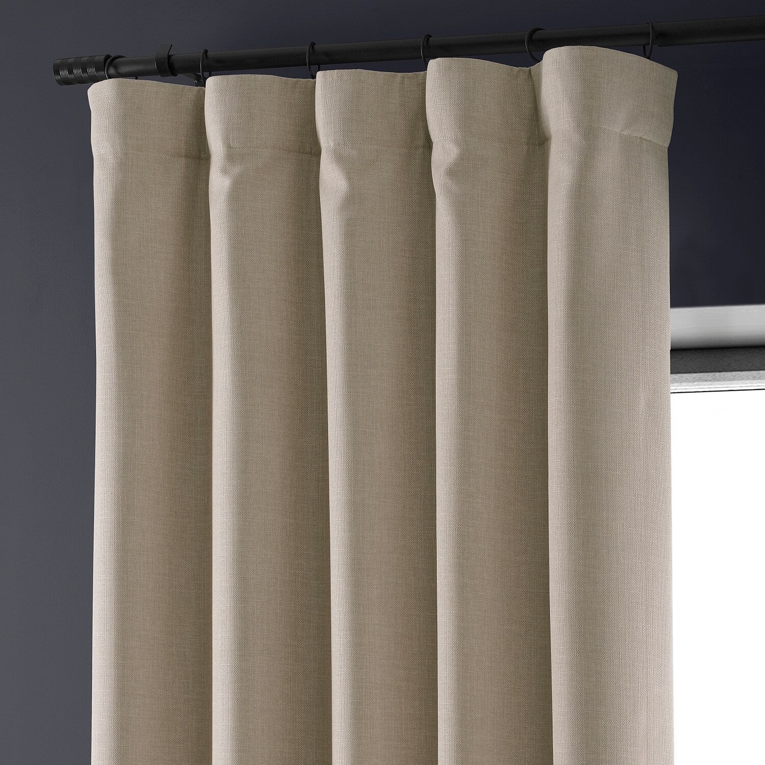 Exclusive Fabrics Faux Linen 100% Blackout Curtains Heat and Light Blocking - (1 Panel)