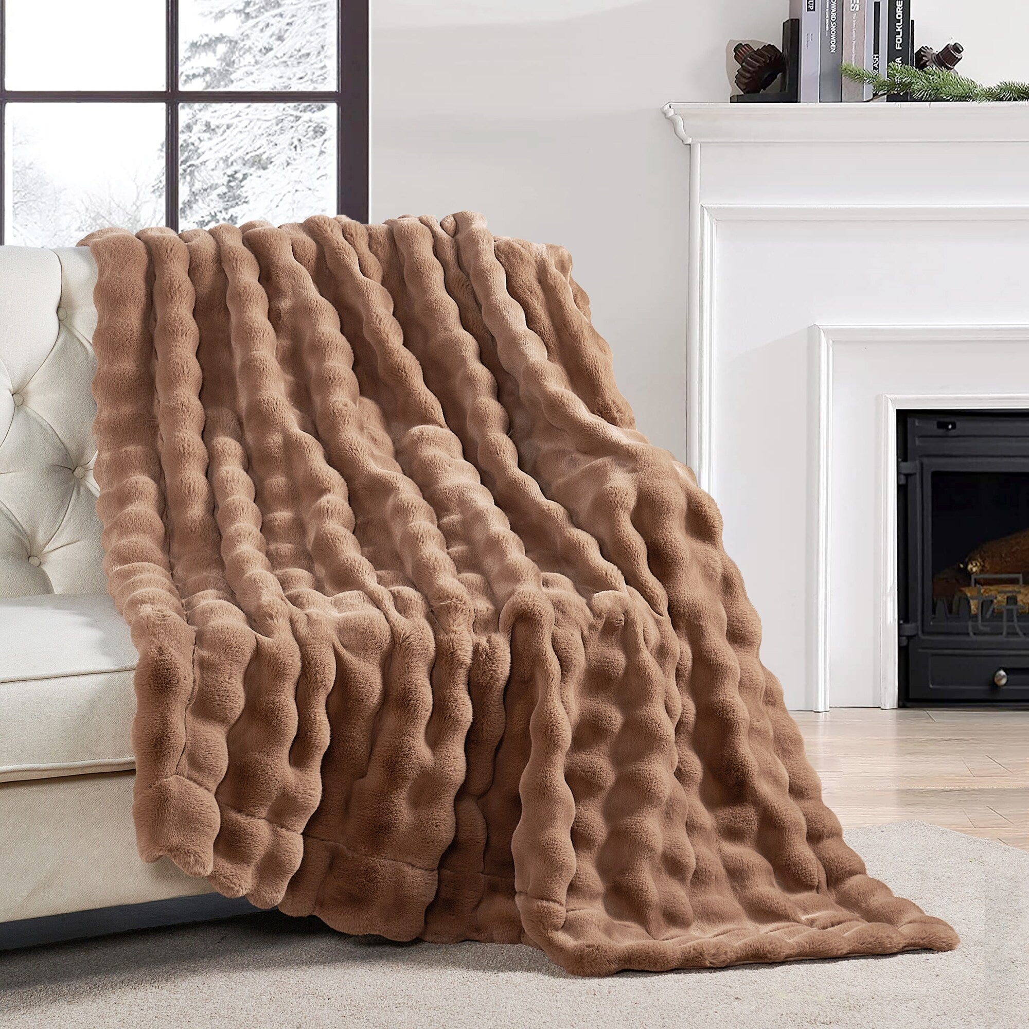 Home Soft Things Bubble Textured FauxFur Throw Cozy Soft Blankets