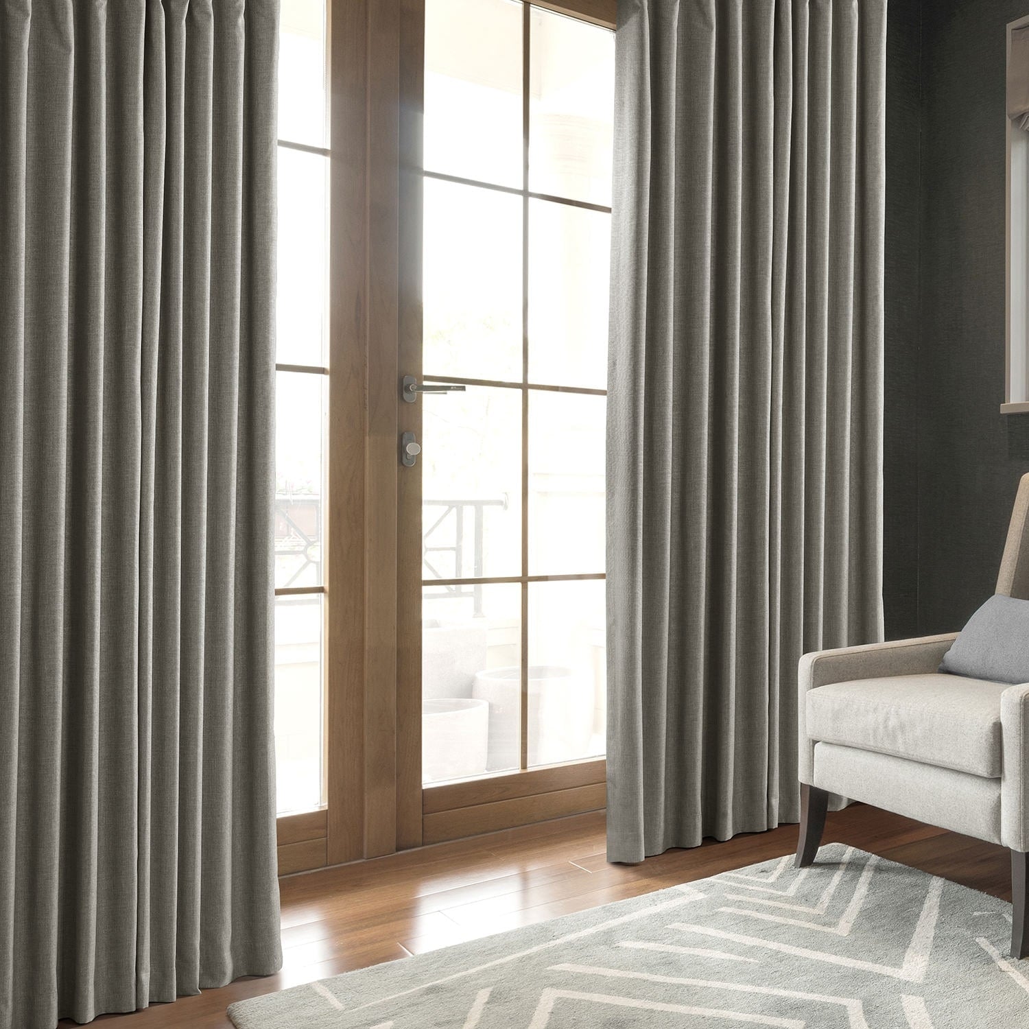 Exclusive Fabrics Faux Linen 100% Blackout Curtains Heat and Light Blocking - (1 Panel)