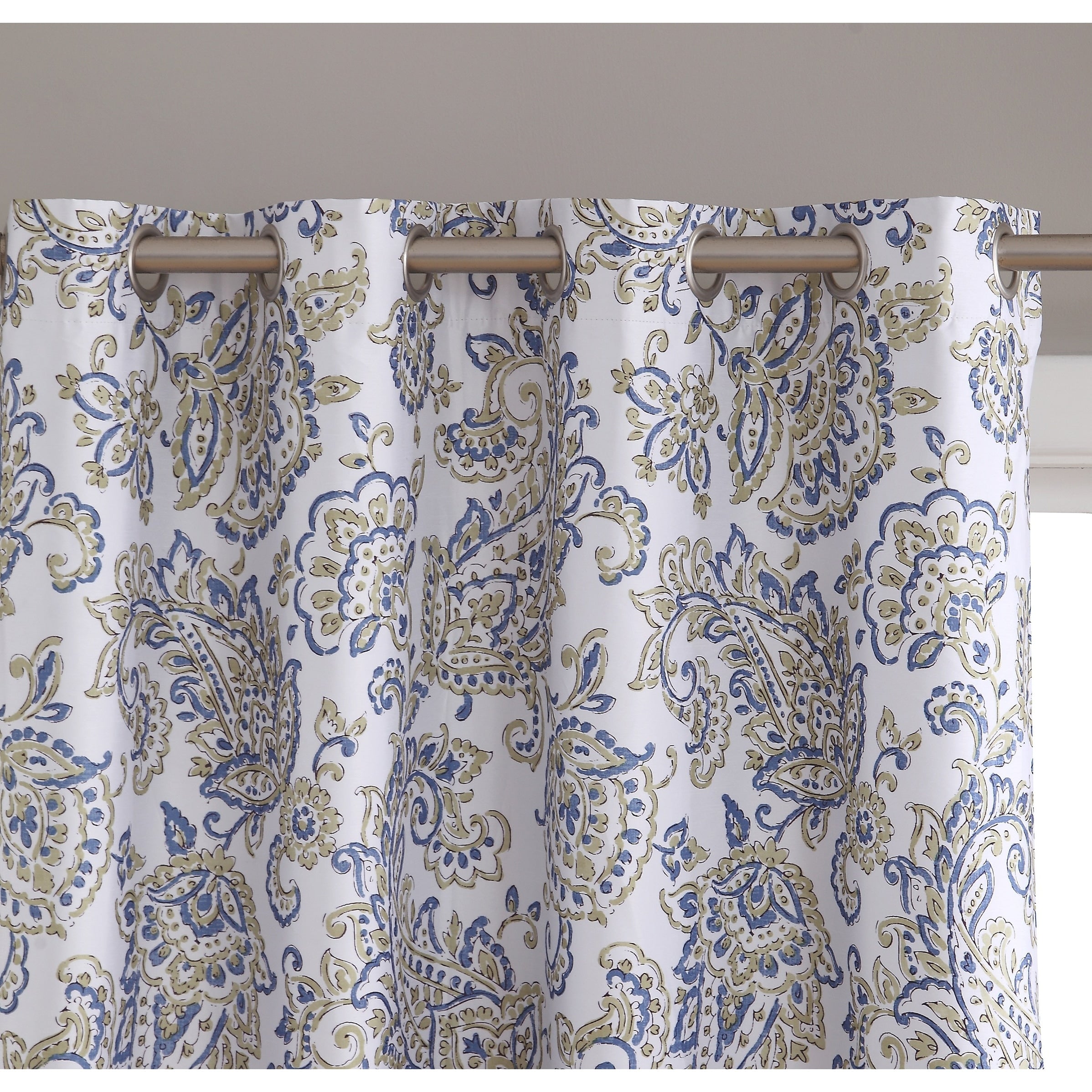 HLC.me Amalfi Paisley Faux Silk 100% Blackout Room Darkening Thermal Energy Efficient Curtain Grommet Panels, 2 Panels