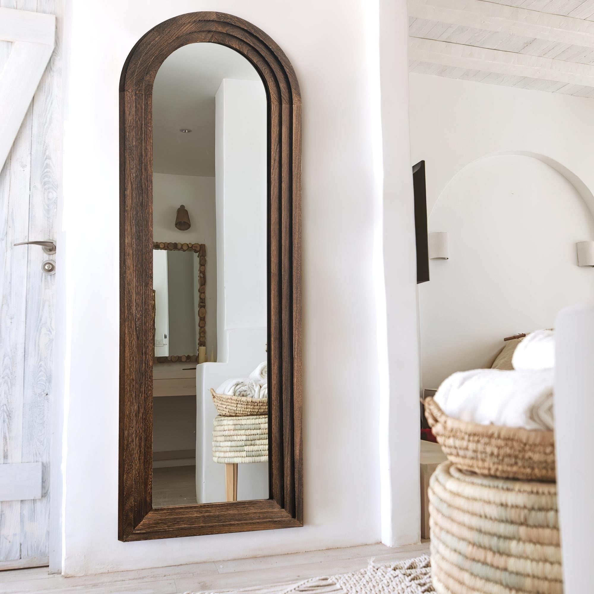 Dovelina Rustic Arched Distressed Wood Mirror Full-length Floor Mirror