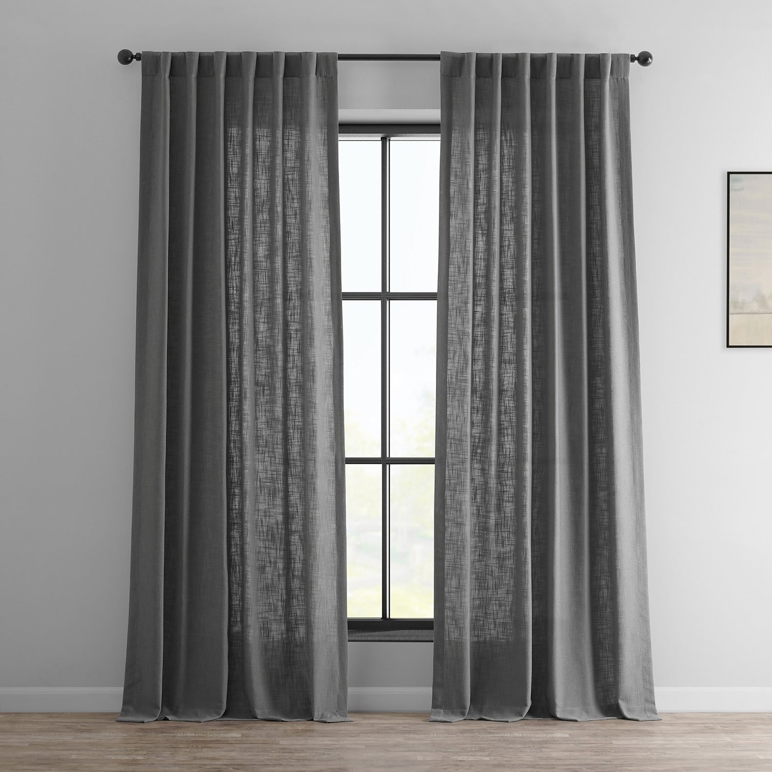 Exclusive Fabrics Heavy Faux Linen Light Filtering Curtains For Bedroom, Living Room (1 Panel)