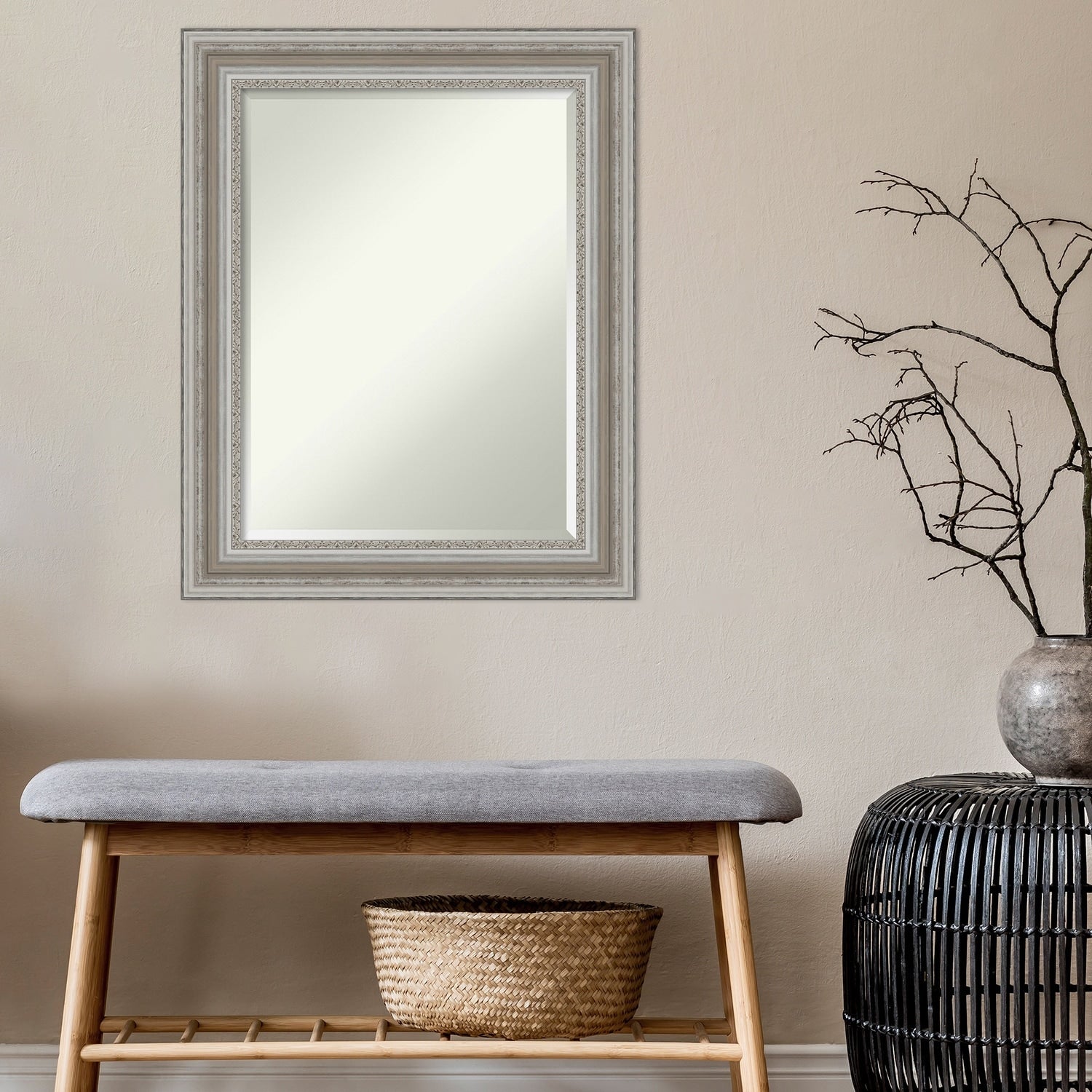 Beveled Bathroom Wall Mirror - Parlor Silver Frame