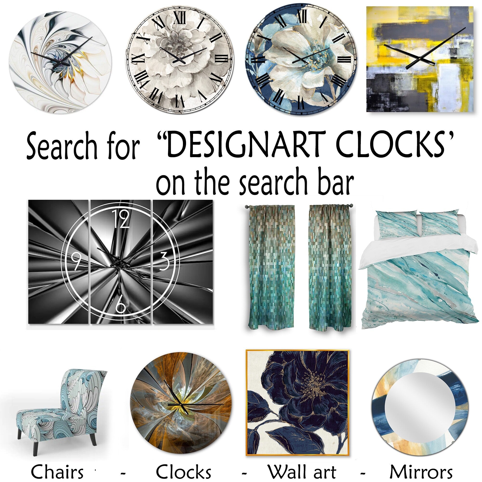 Designart 'Blue on Grey Blossoms ' Traditional Large Wall CLock