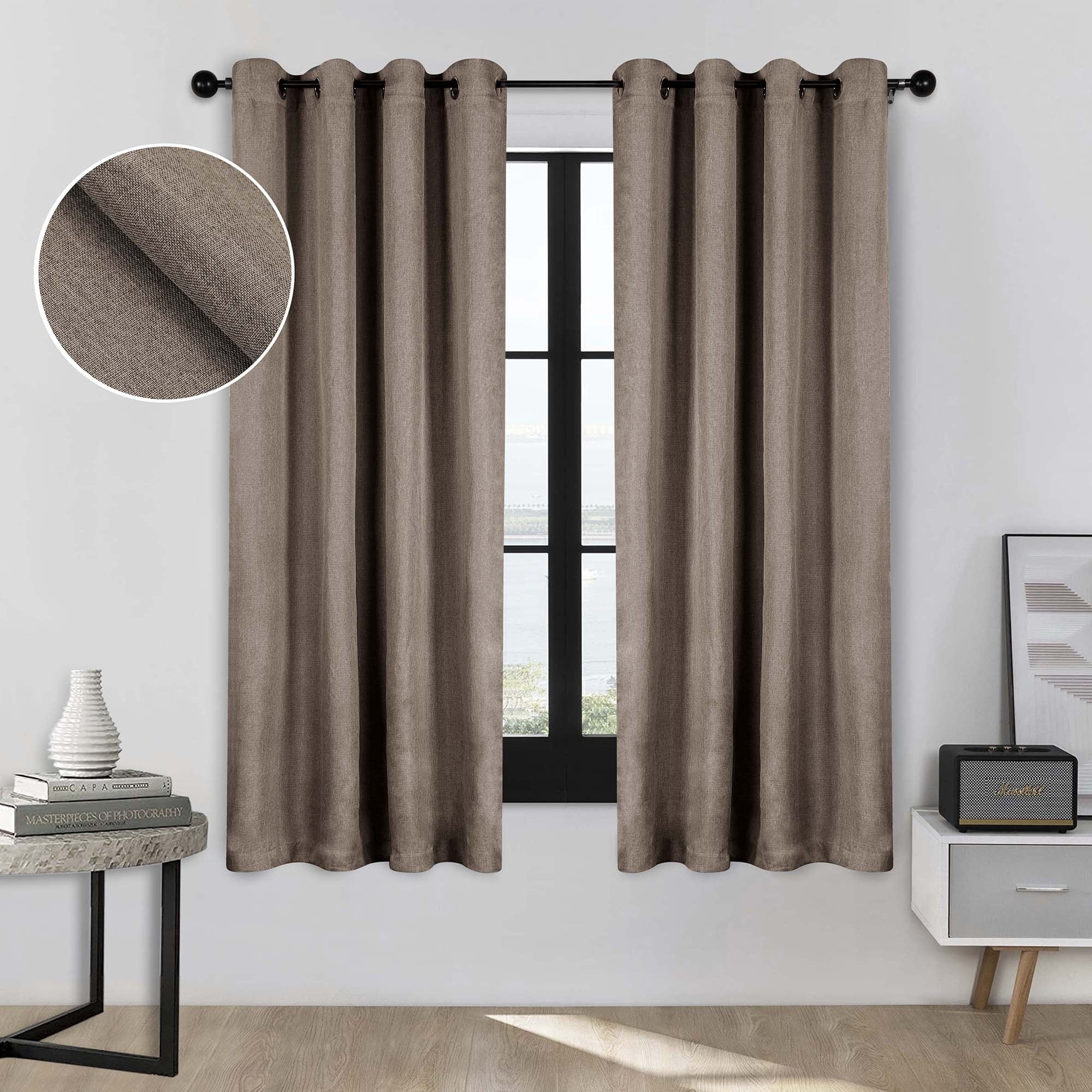 Superior Classic Linen Pattern Room Darkening Blackout Curtains, Rod Pocket or Grommets, Set of 2