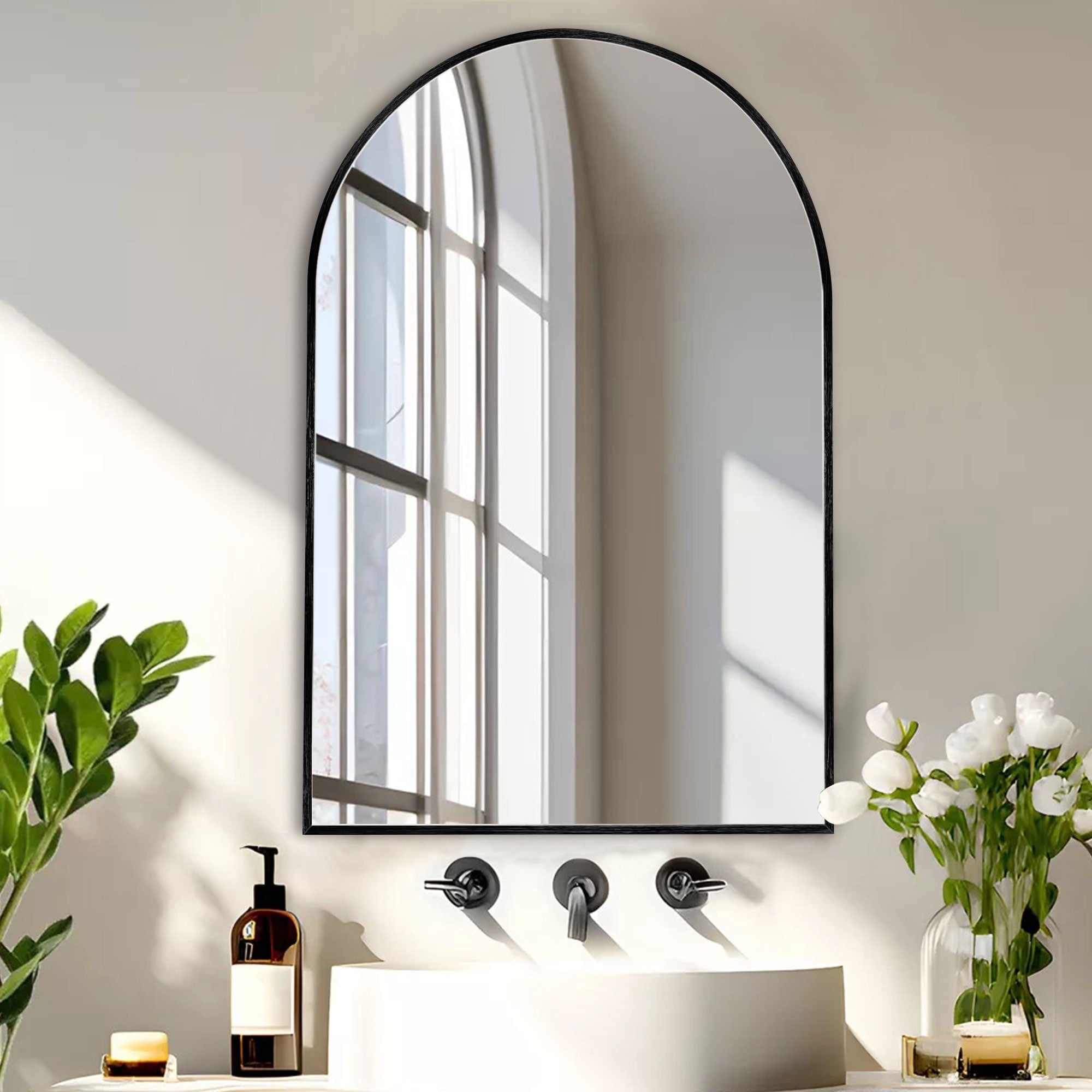 2 Pack Bathroom Arch Aluminum Wall Mirror Vanity Mirrors