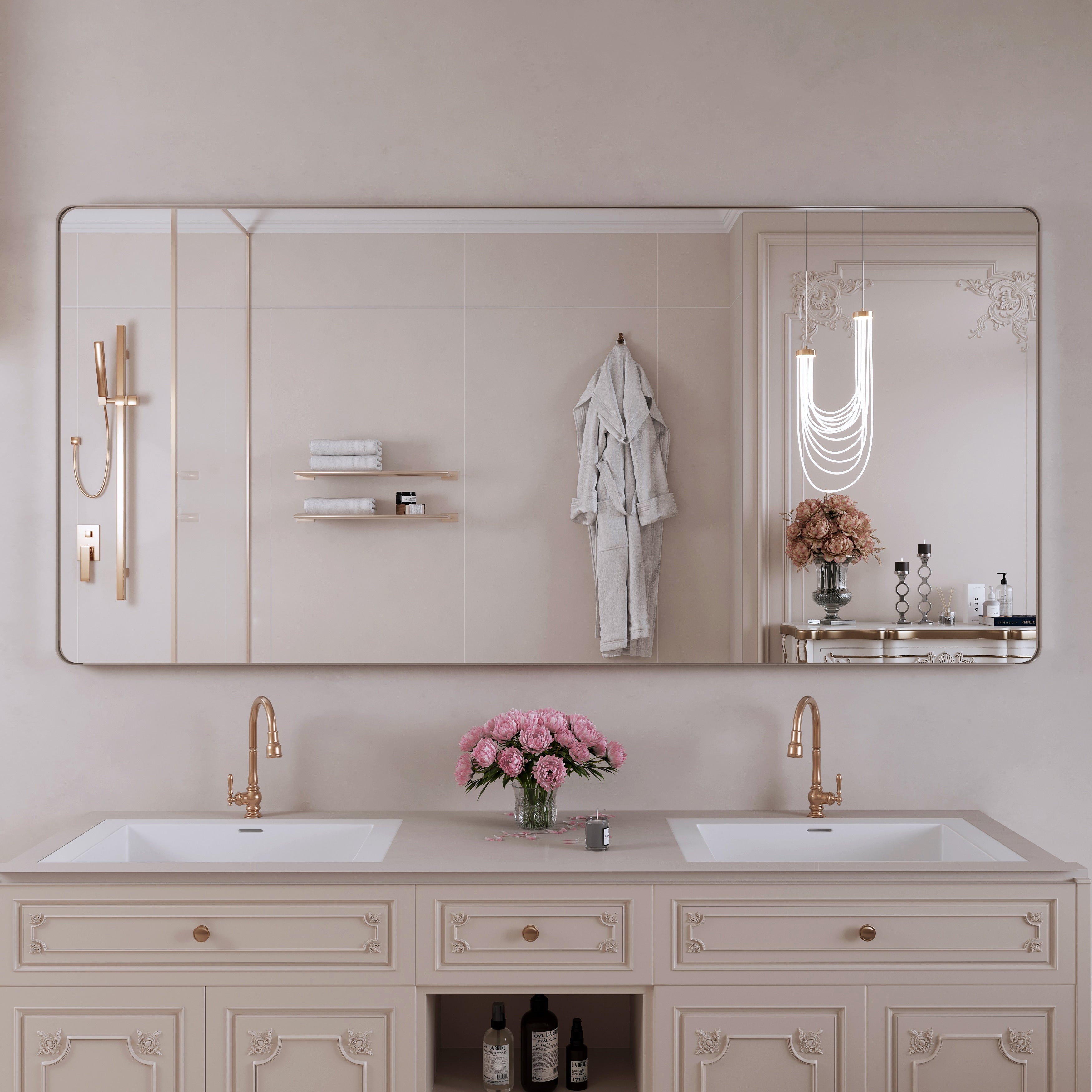 Framed Wall Mounted Bathroom Vanity Mirror