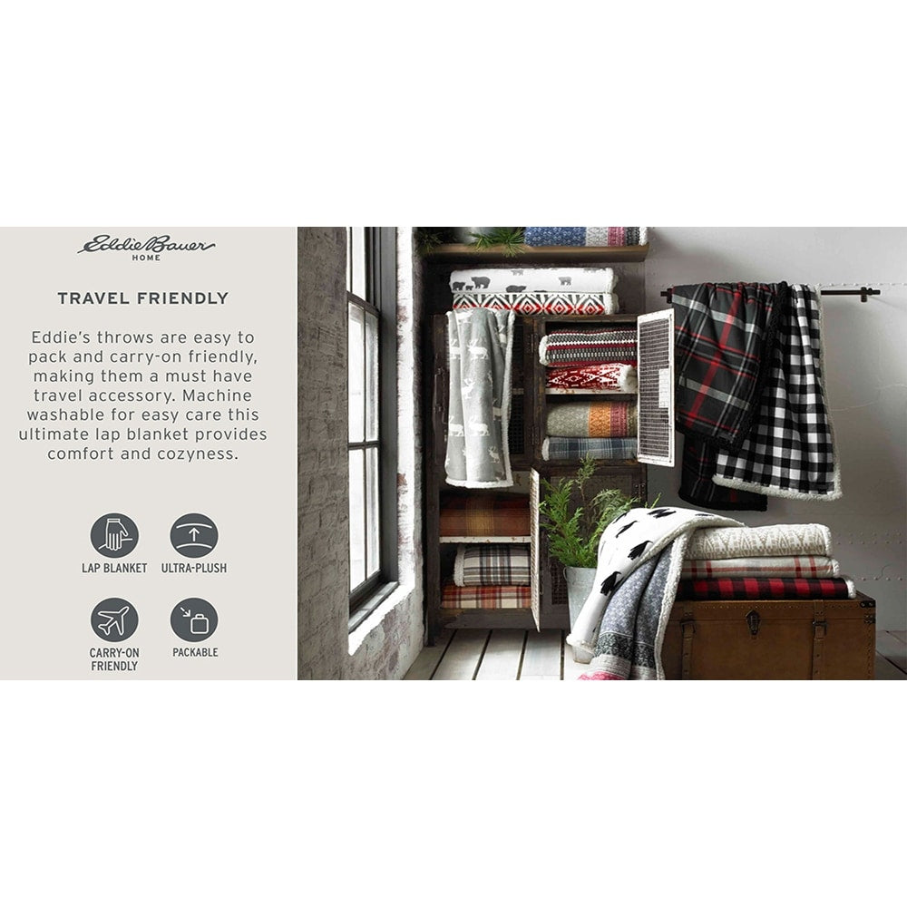 Eddie Bauer Ultra Plush Super Soft & Cozy- Reversible Throw Blankets