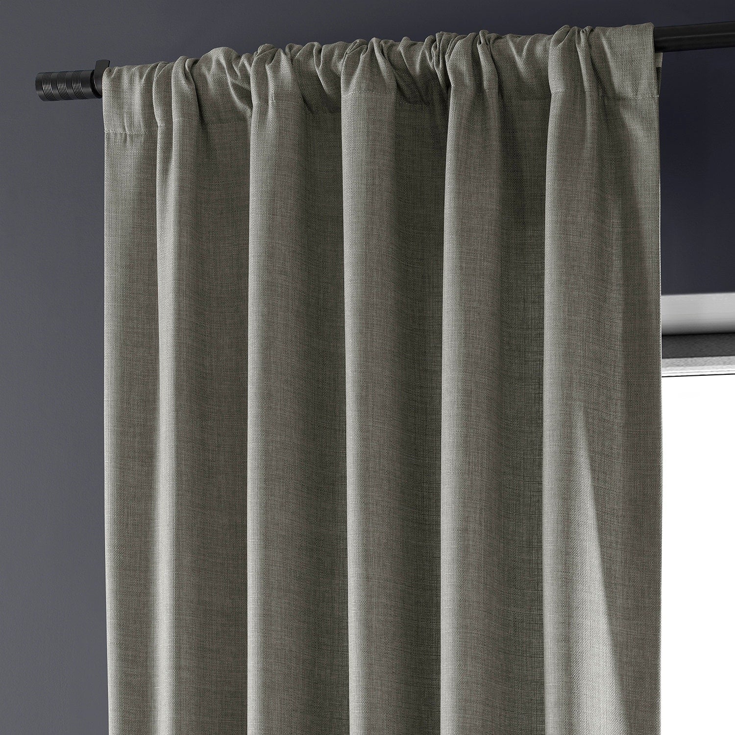 Exclusive Fabrics Italian Faux Linen Room Darkening Curtains for Bedroom & Living Room Curtains - Single Panel Window Curtains