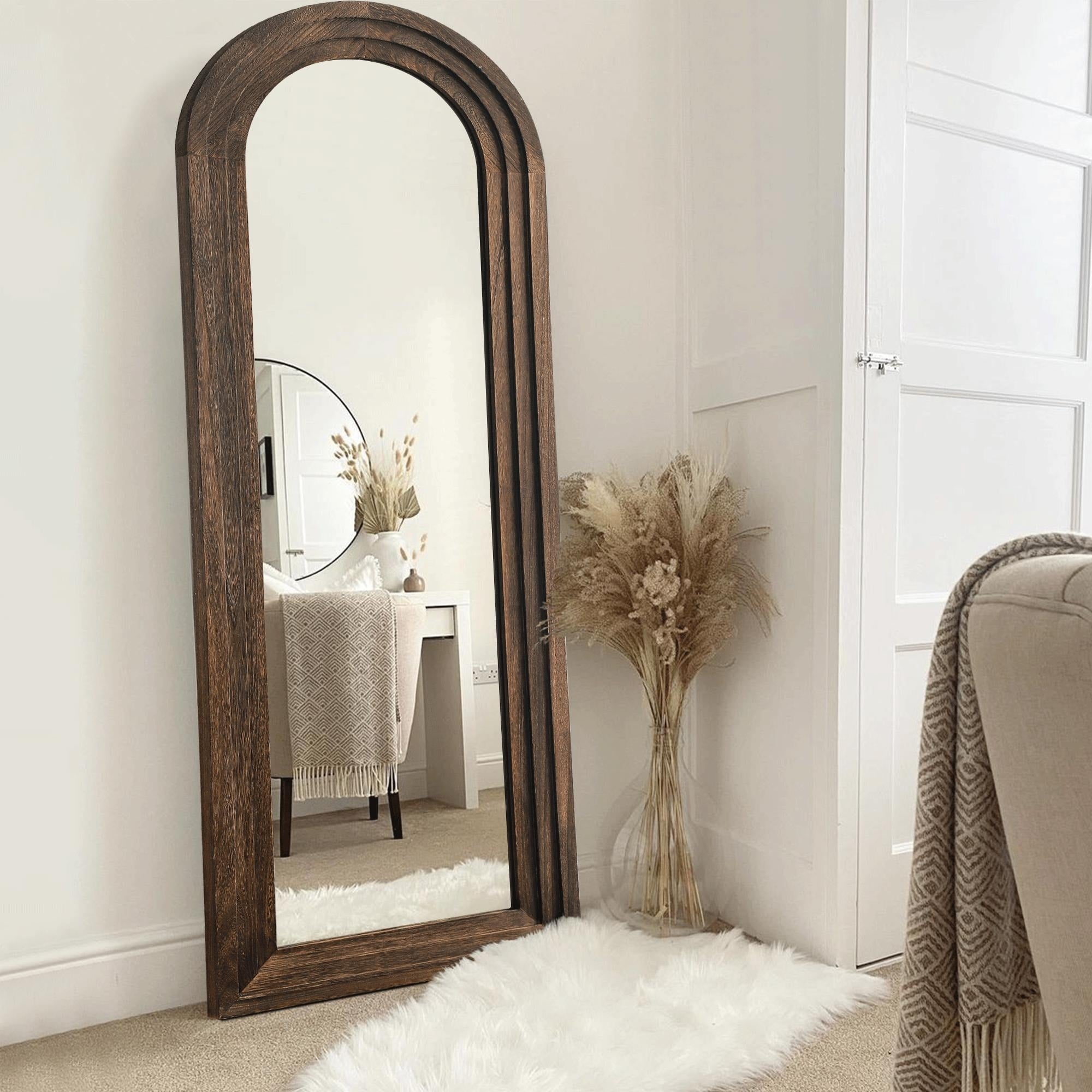 Dovelina Rustic Arched Distressed Wood Mirror Full-length Floor Mirror