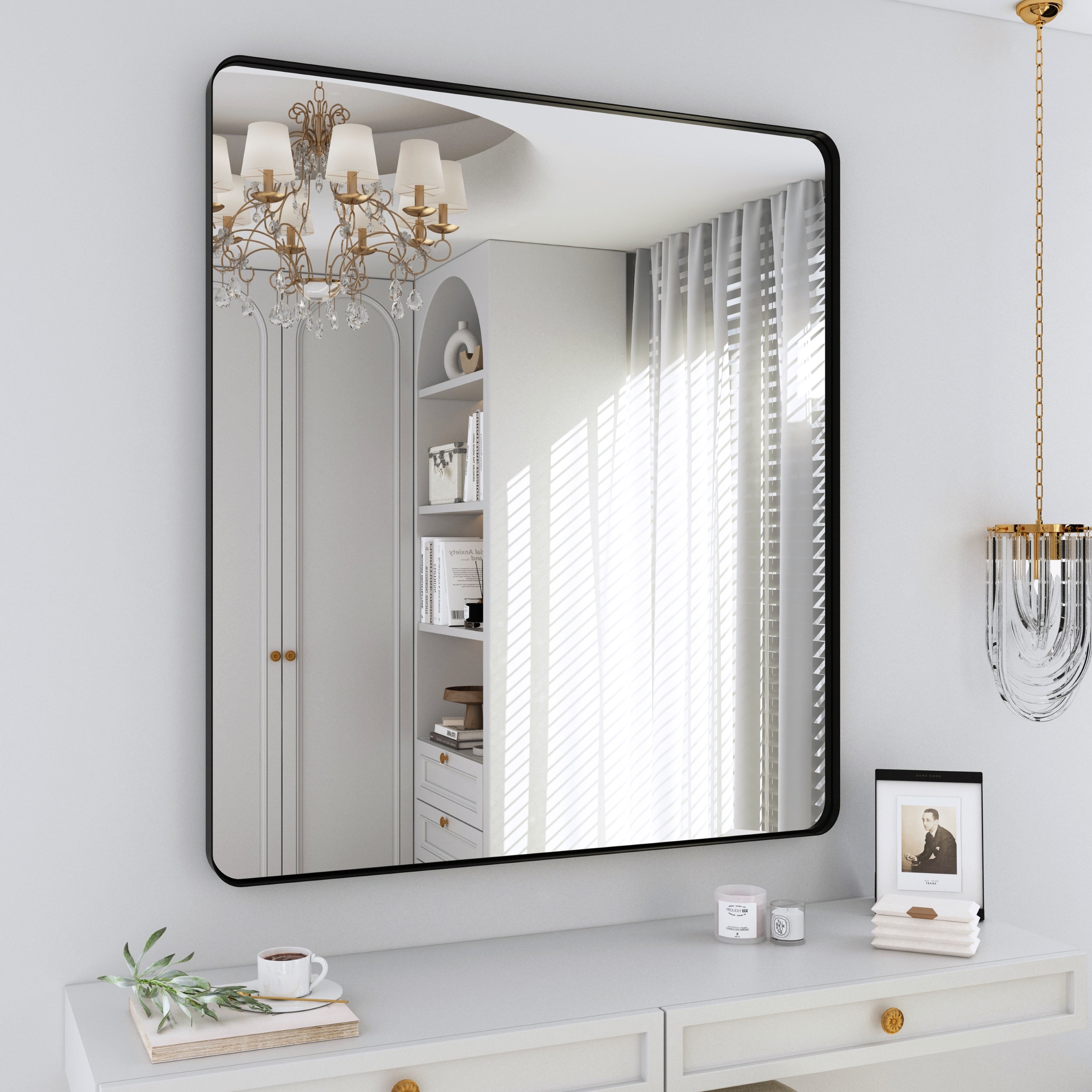 Framed Wall Mounted Bathroom Vanity Mirror