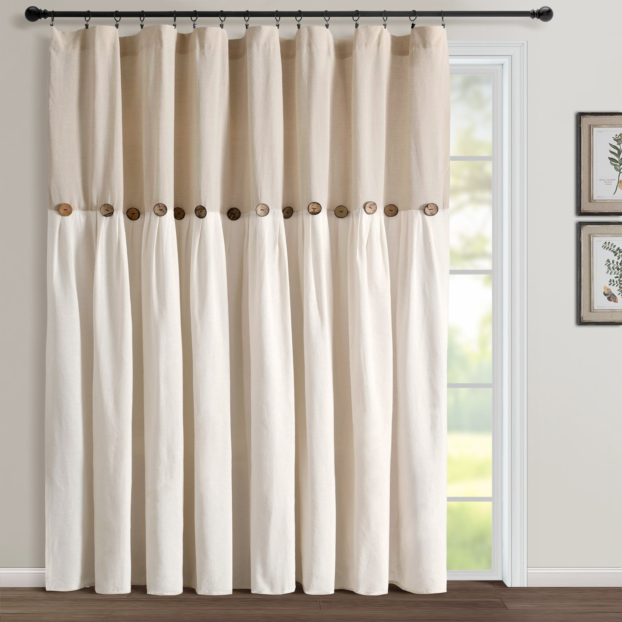 Lush Decor Linen Button Single Panel Window Curtain