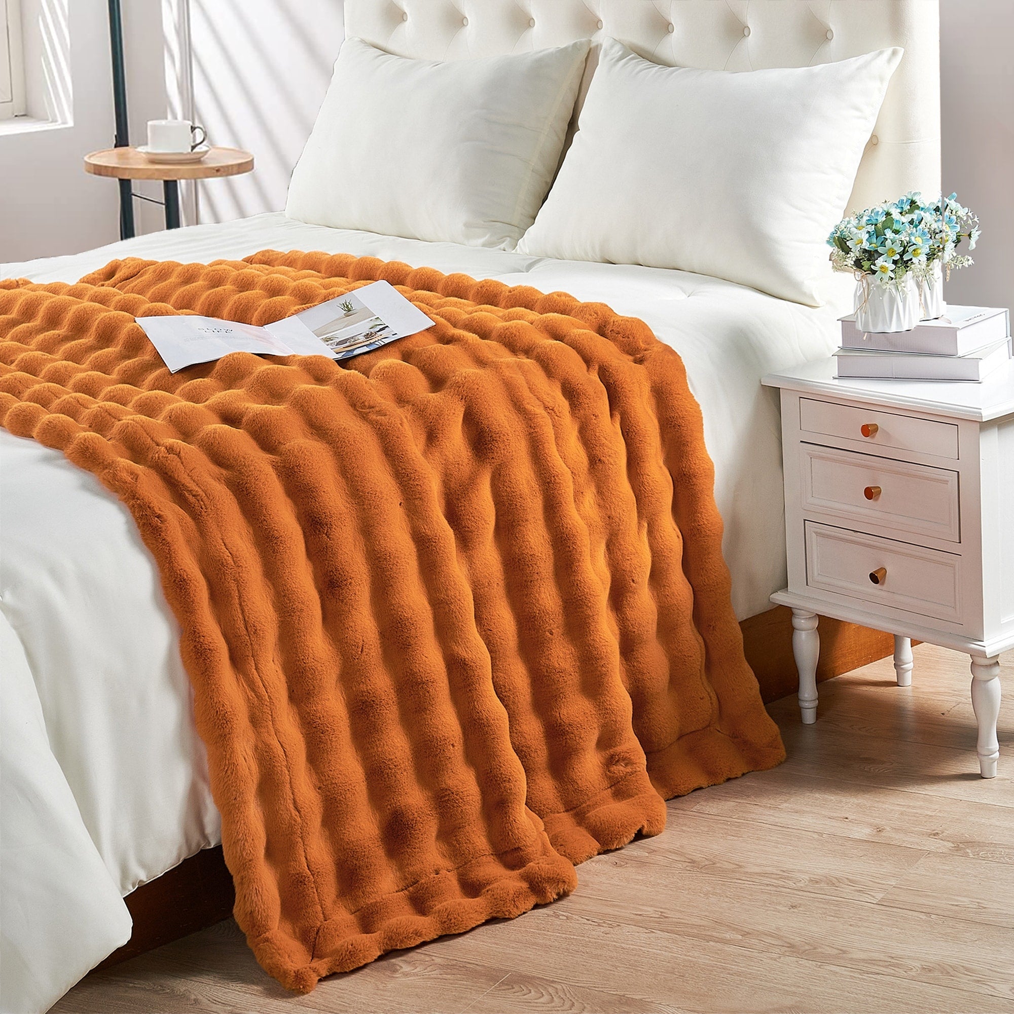 Home Soft Things Bubble Textured FauxFur Throw Cozy Soft Blankets