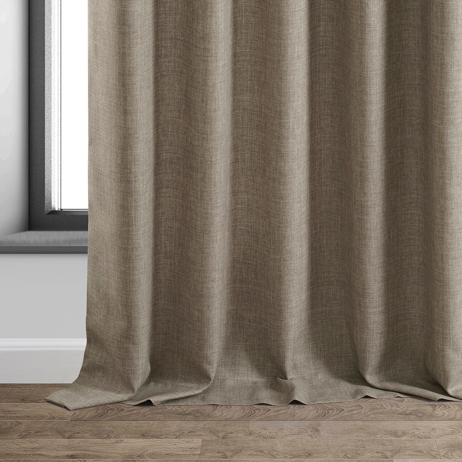 Exclusive Fabrics Italian Faux Linen Room Darkening Curtains for Bedroom & Living Room Curtains - Single Panel Window Curtains