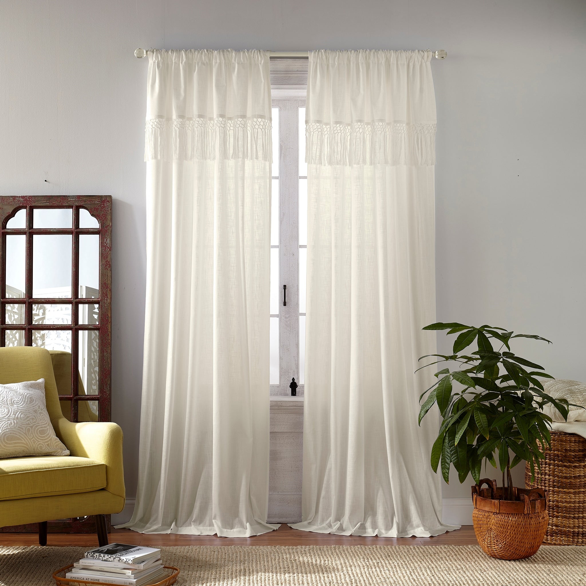 Calypso Macrame Tassel Semi Sheer Window Curtain