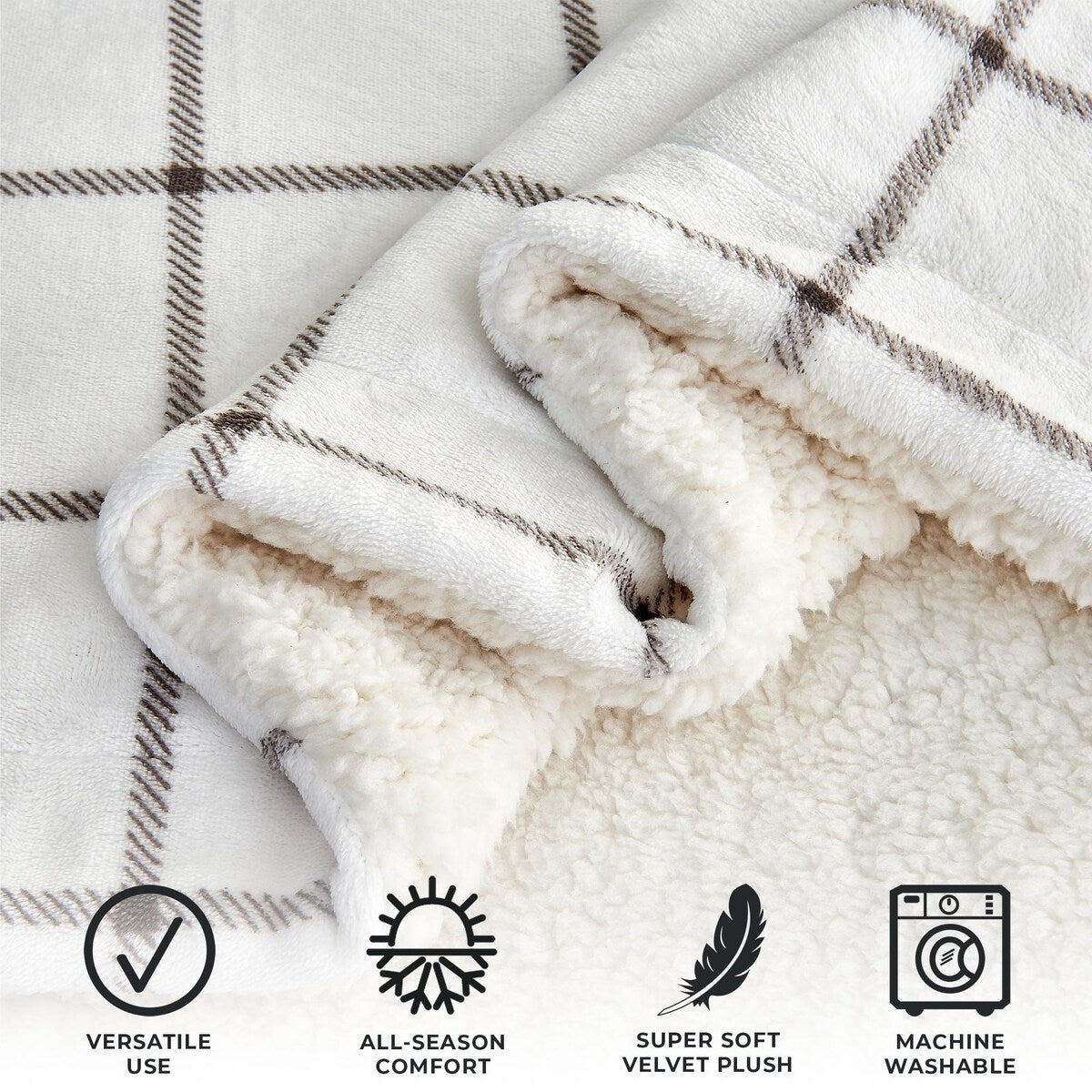 Luxurious Velvet Plush Fleece Reversible Sherpa Bed Blanket